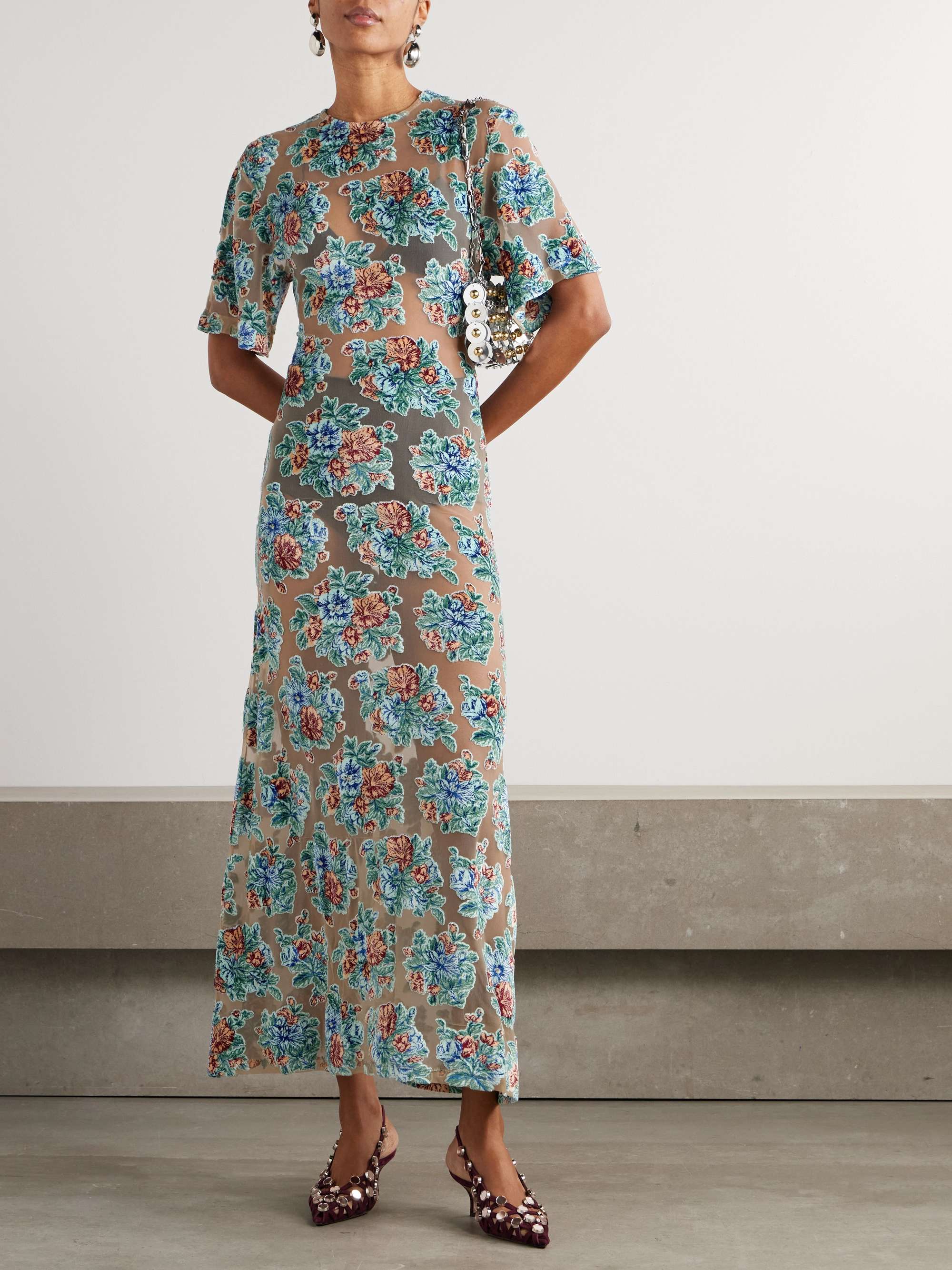 Devoré jacquard-knit dress view