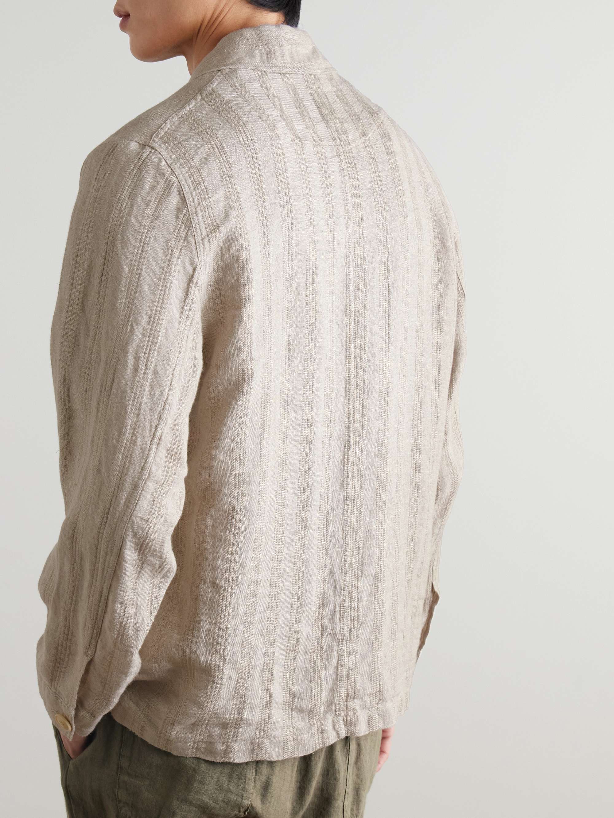 Bradwell Convertible-Collar Striped Linen Jacket view