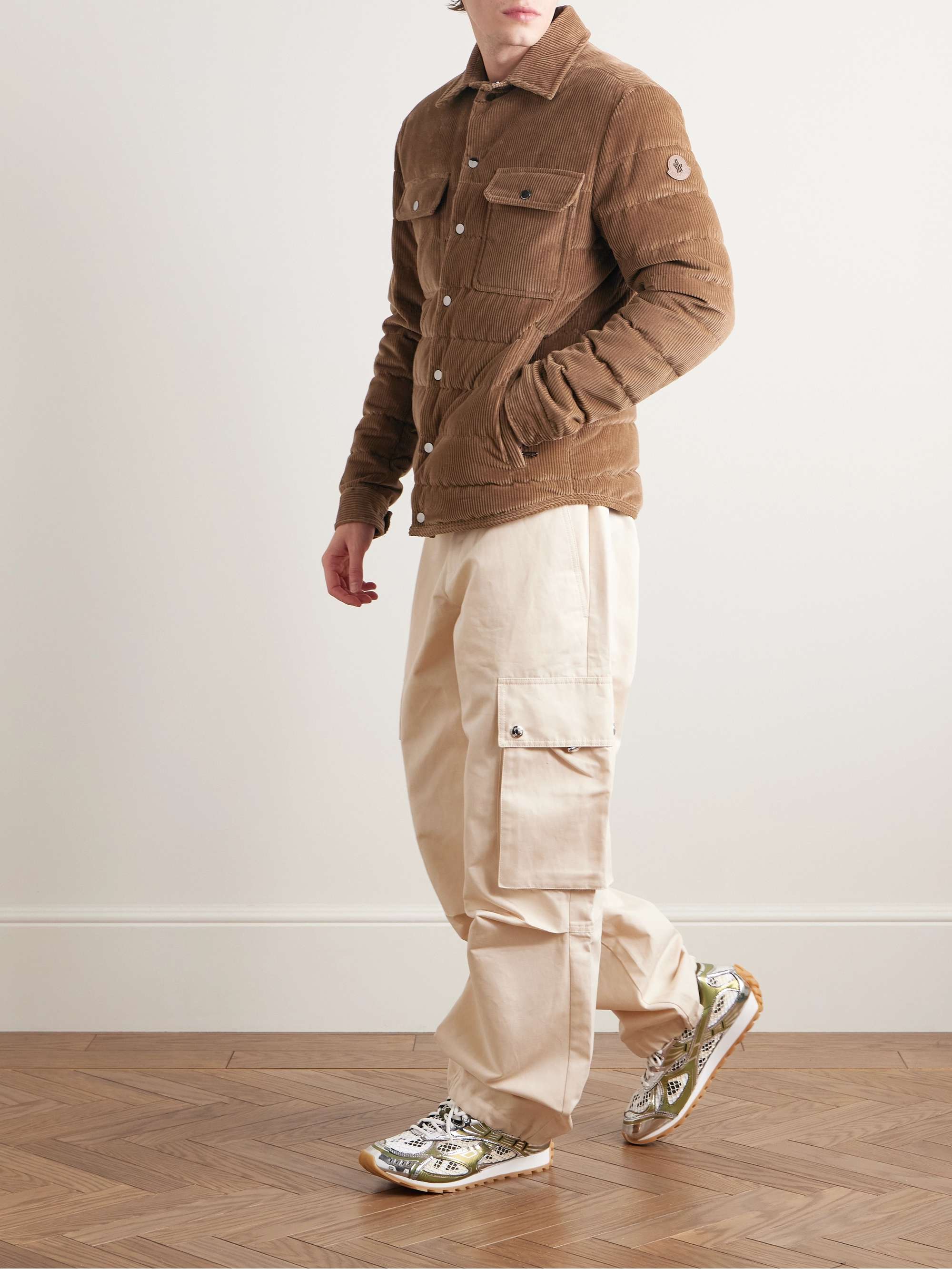 Logo-Appliquéd Cotton-Corduroy Down Shirt Jacket view