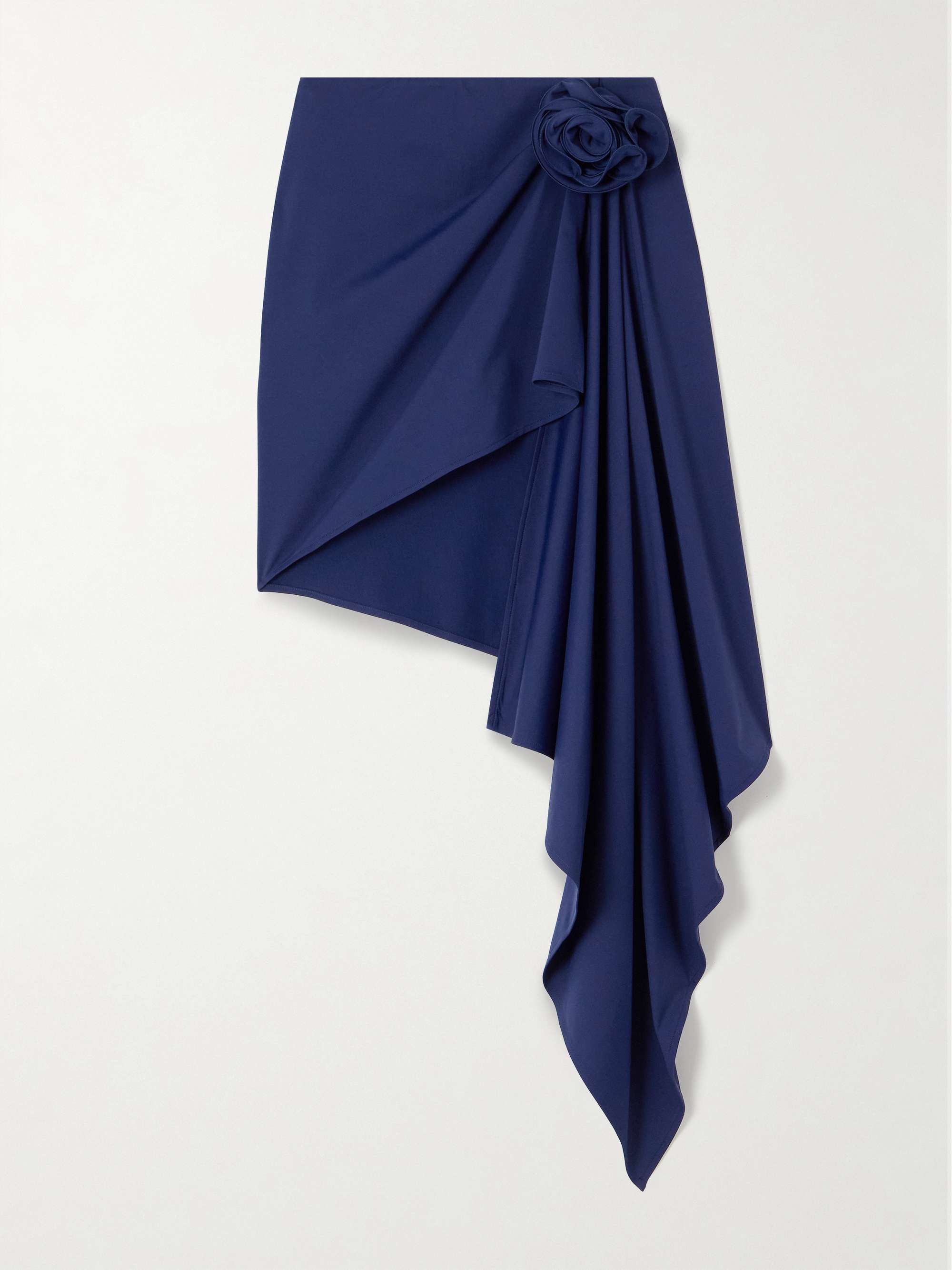 Asymmetric appliquéd ruched swim skirt view