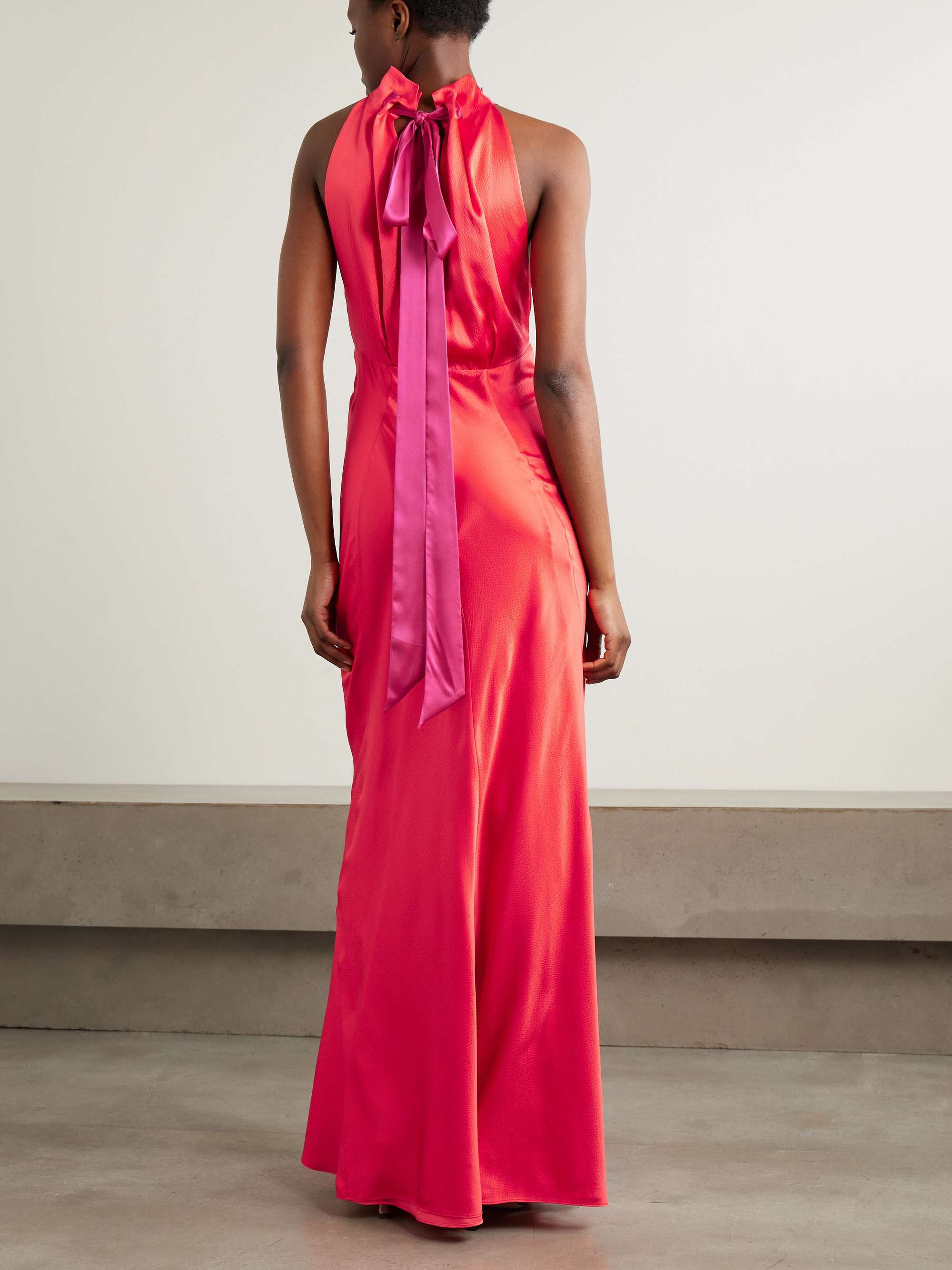 Michelle ruffled hammered silk-satin maxi dress view