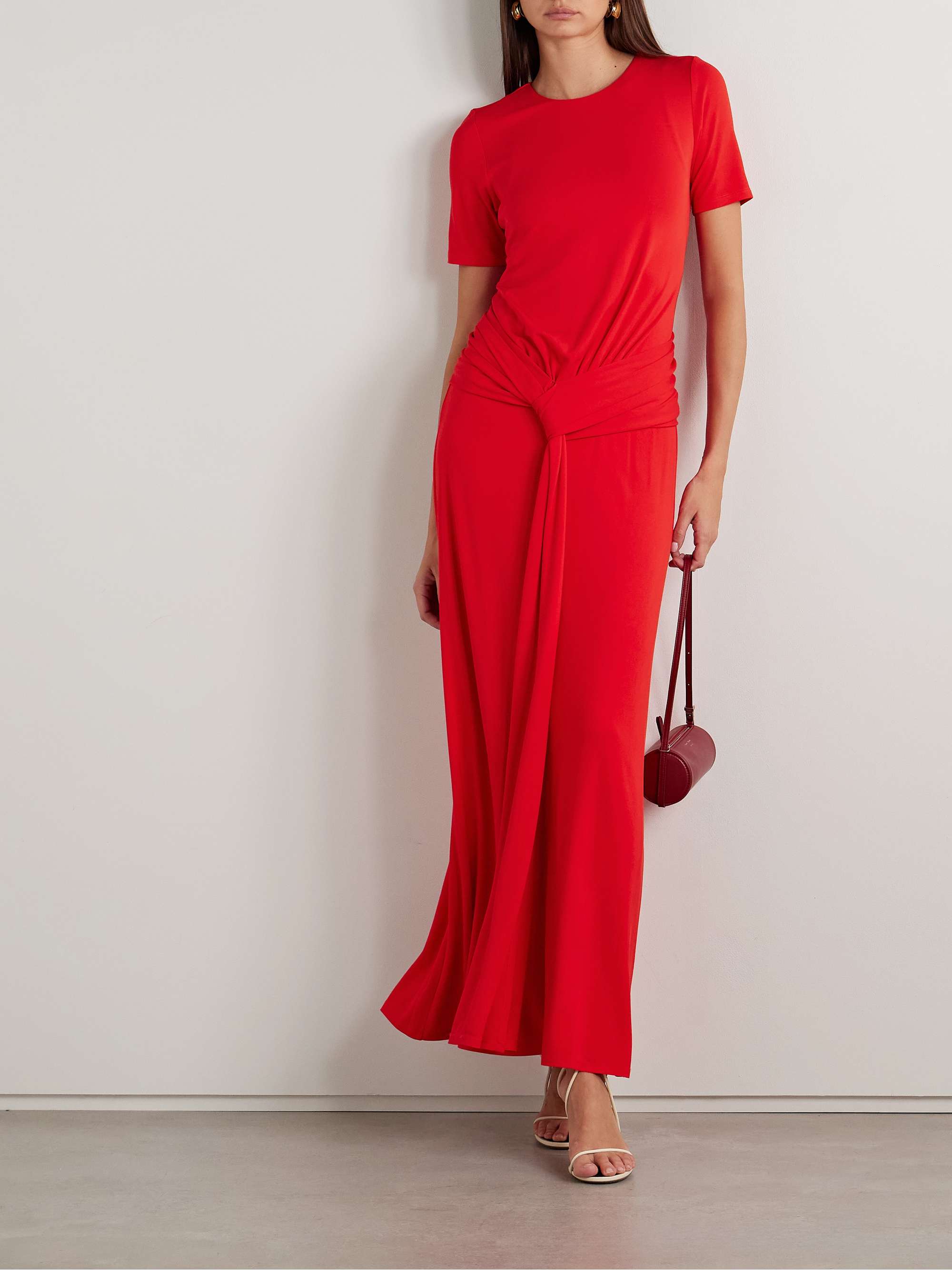 Nalani tie-front draped stretch-jersey gown view