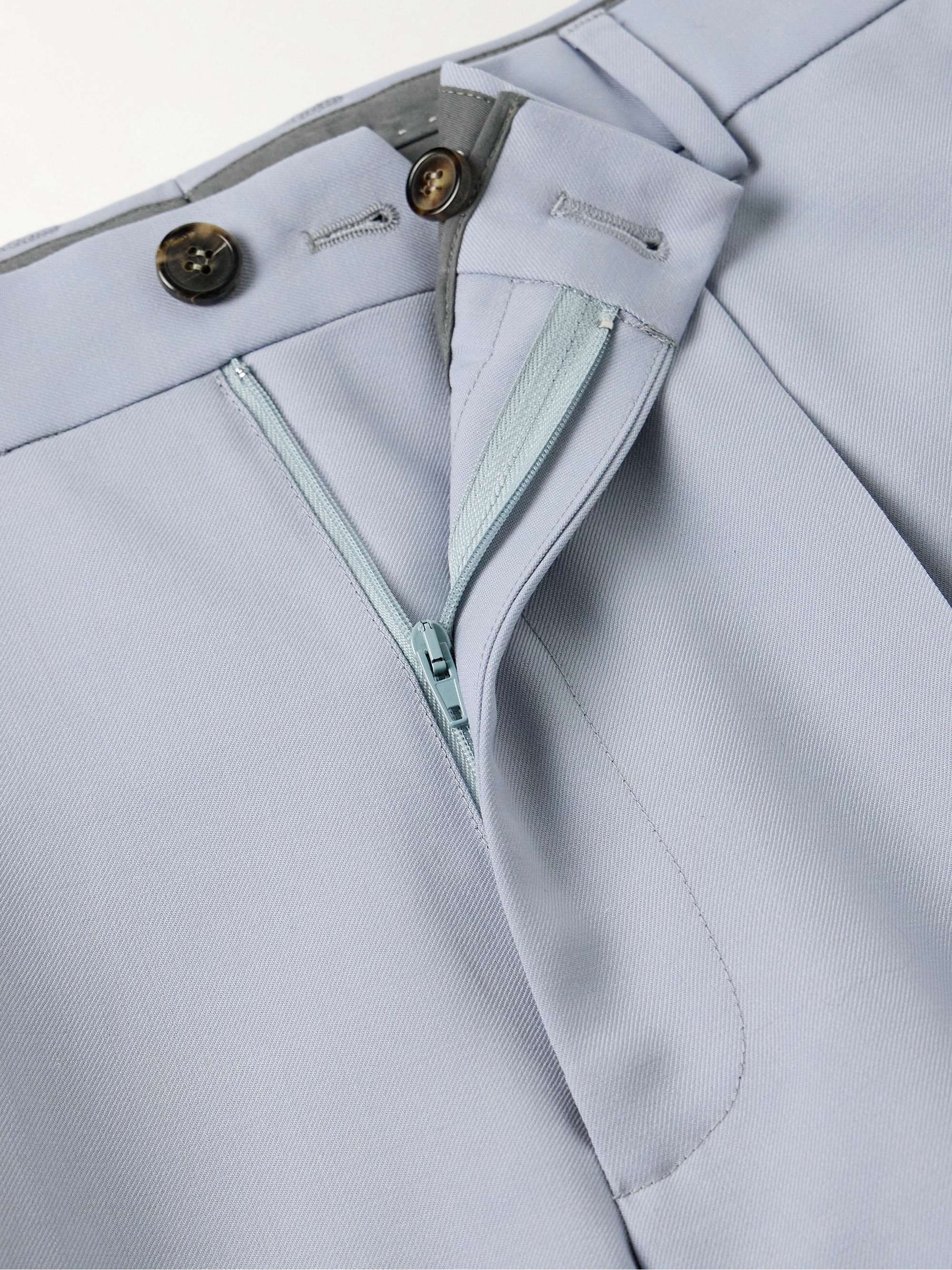 Wide-Leg Pleated Wool and Mohair-Blend Twill Trousers view