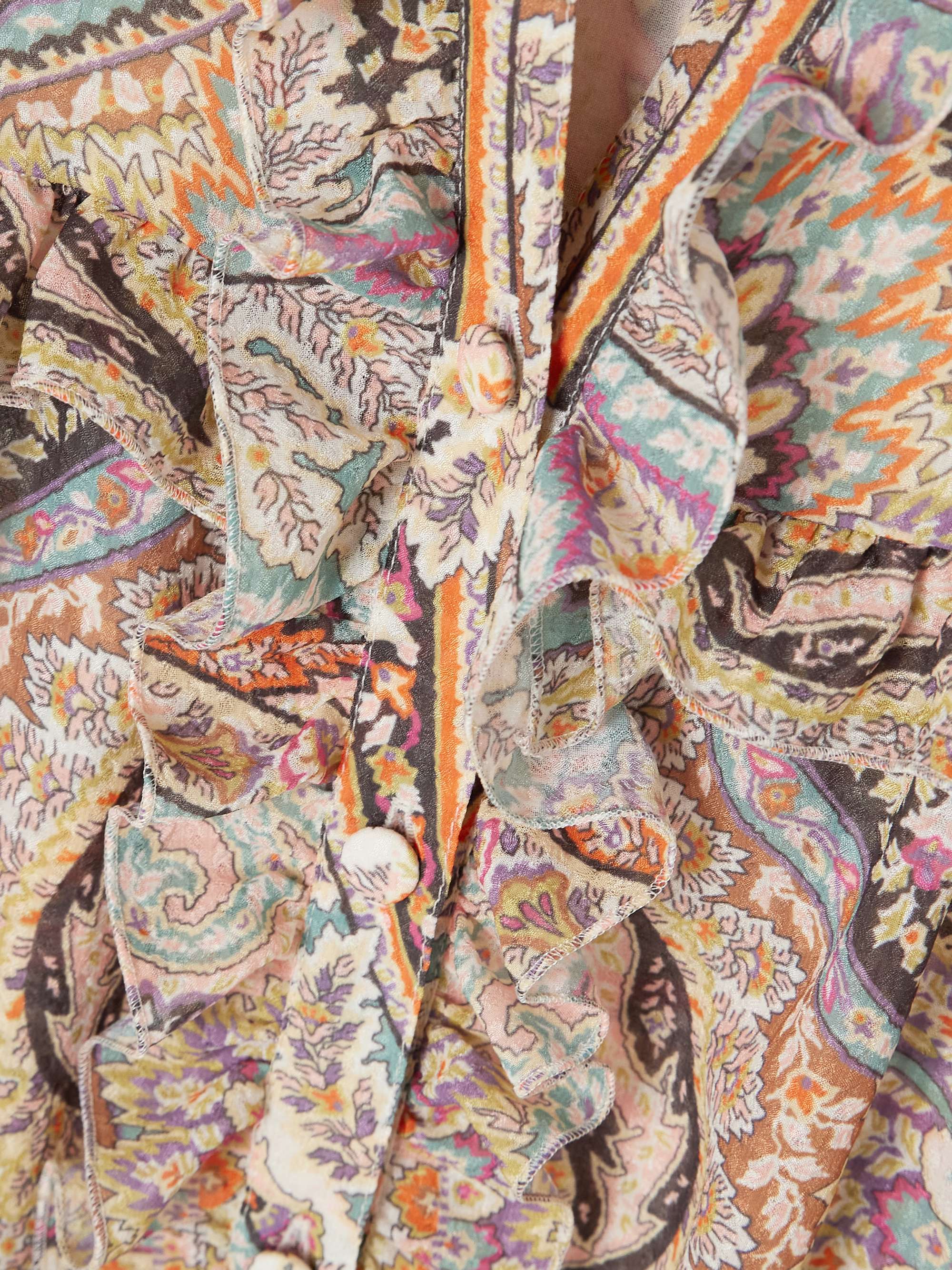 Paisley-print ruffled jacquard blouse view