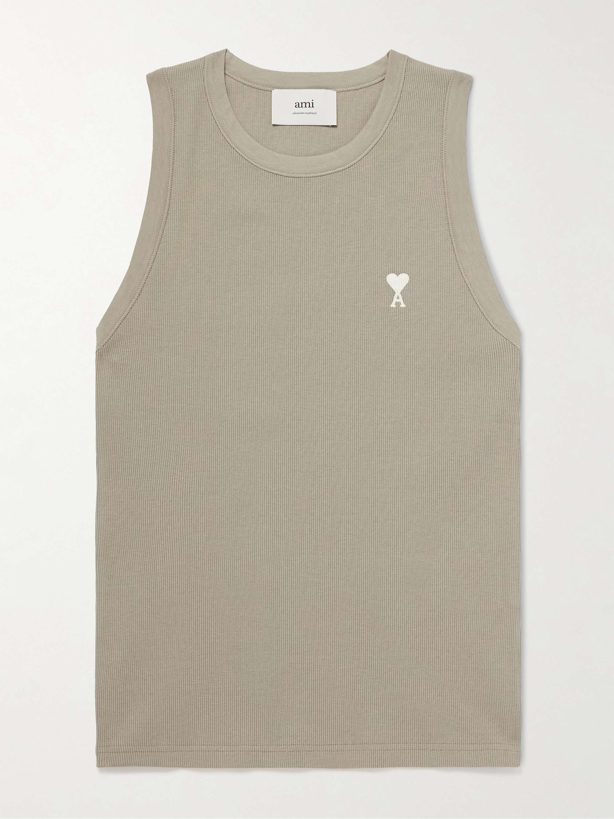 ADC Logo-Embroidered Ribbed Stretch Organic Cotton Tank Top view