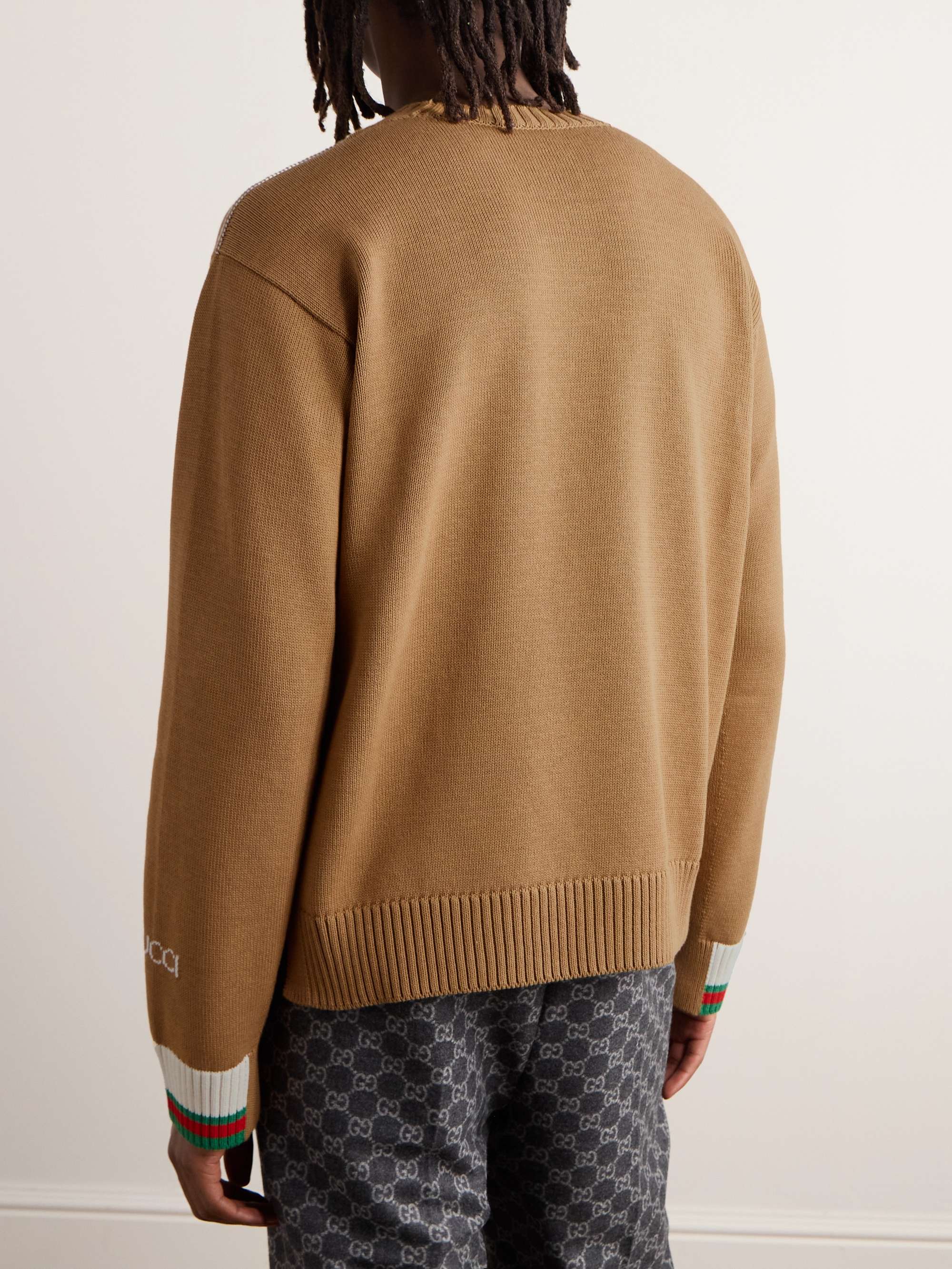 Logo-Intarsia Striped Cotton Sweater view