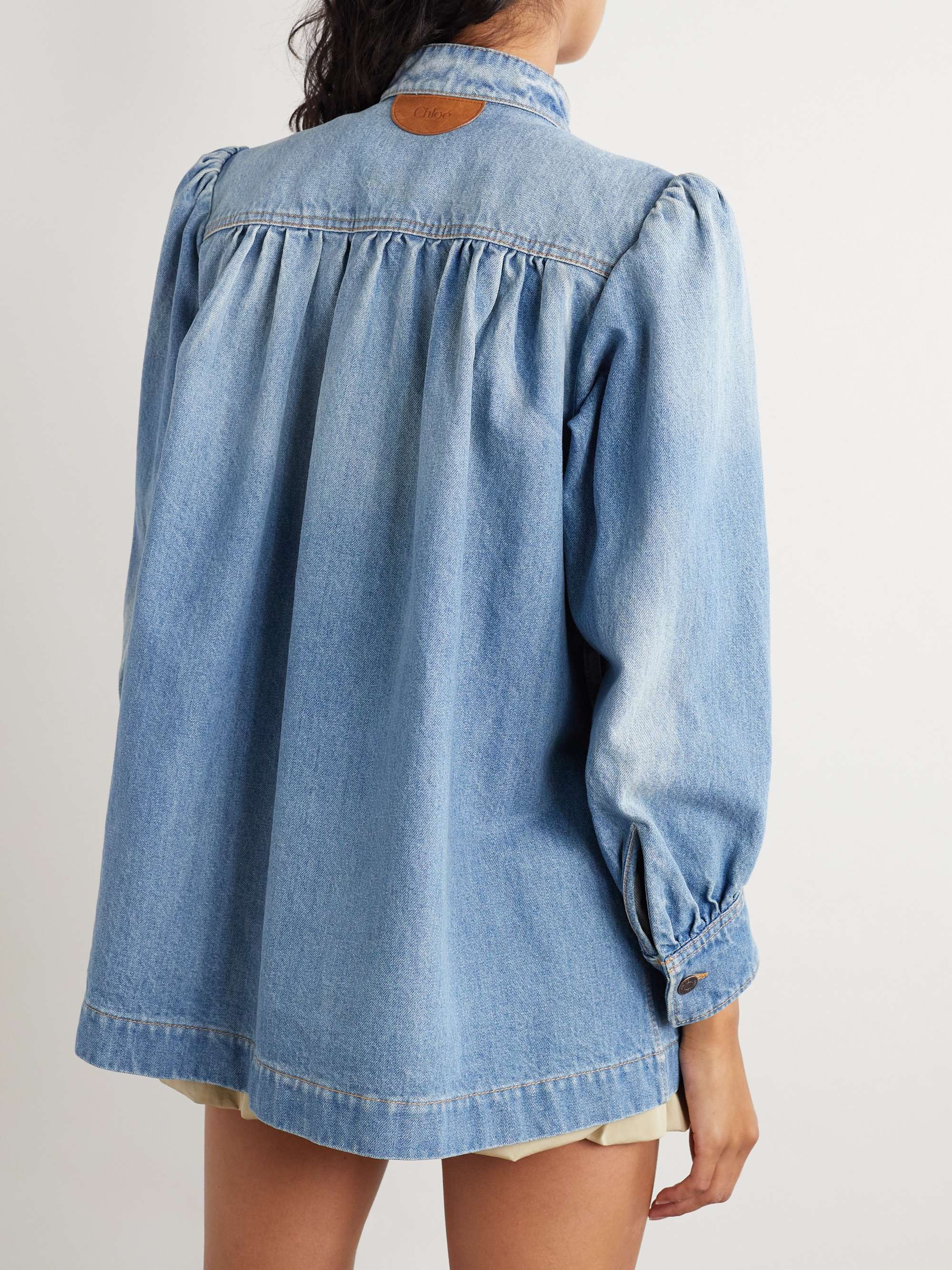 Gathered denim jacket view