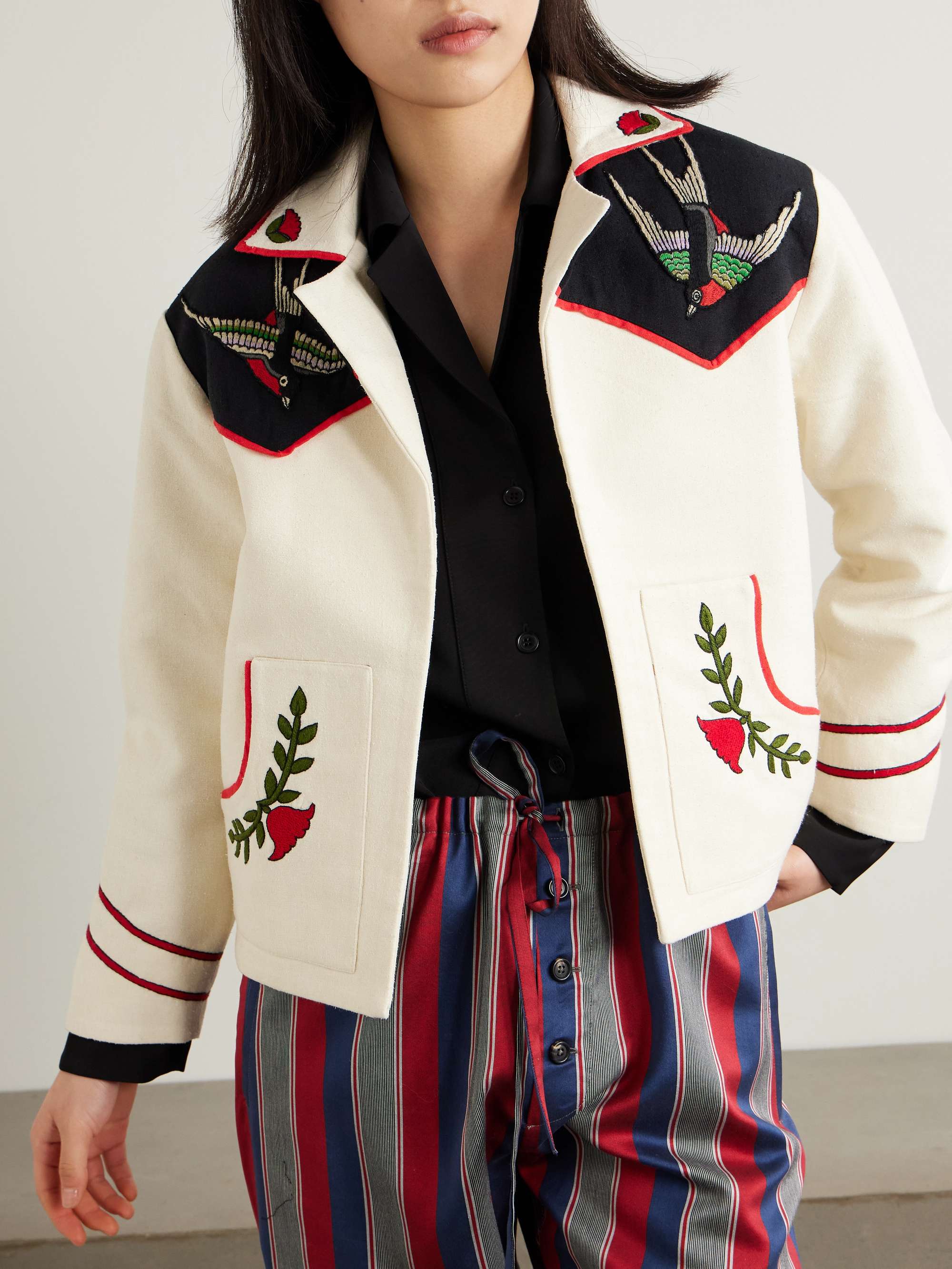 Western Royal Flush embroidered silk-bouclé jacket view