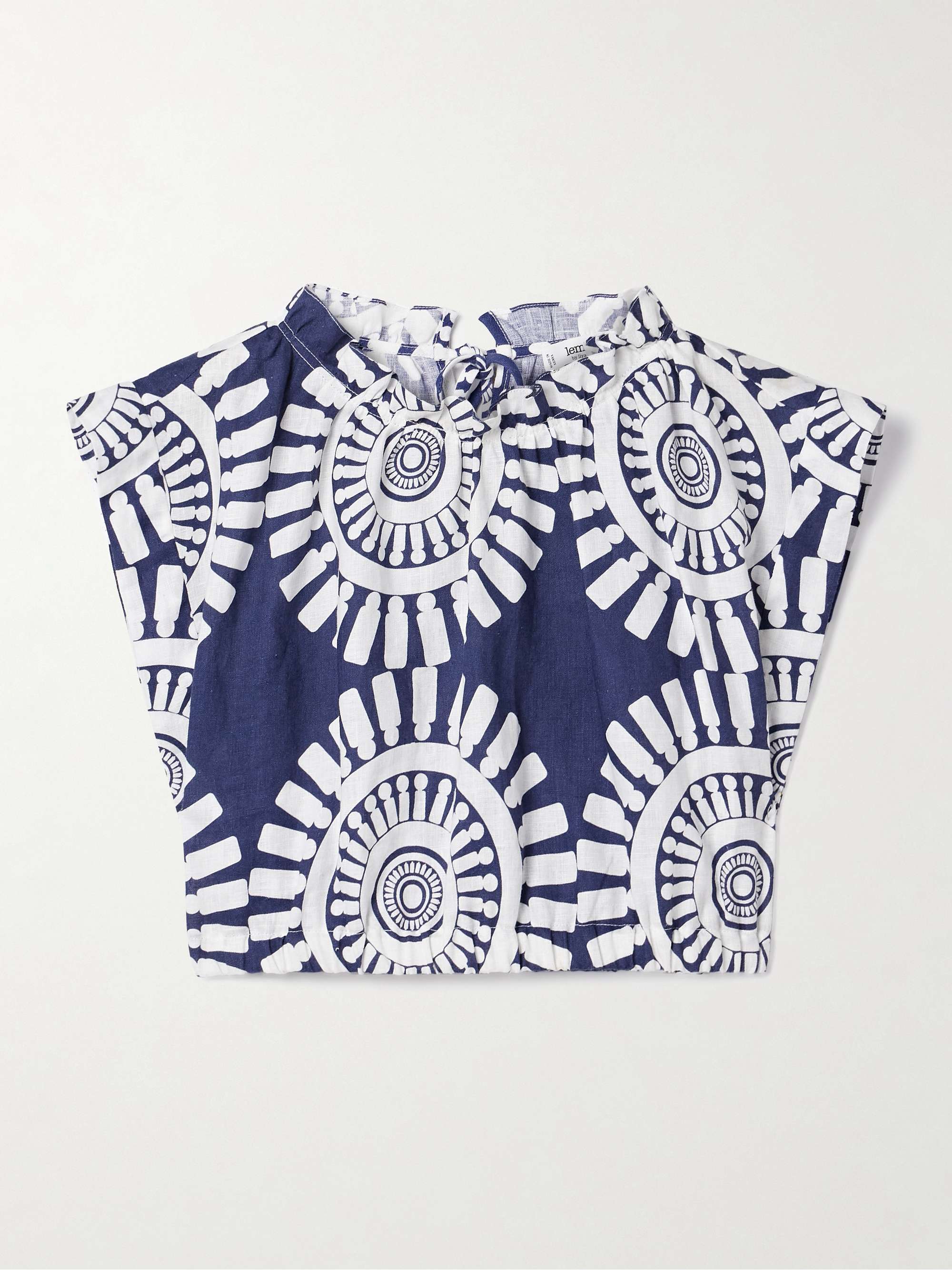Muna cropped printed linen top view
