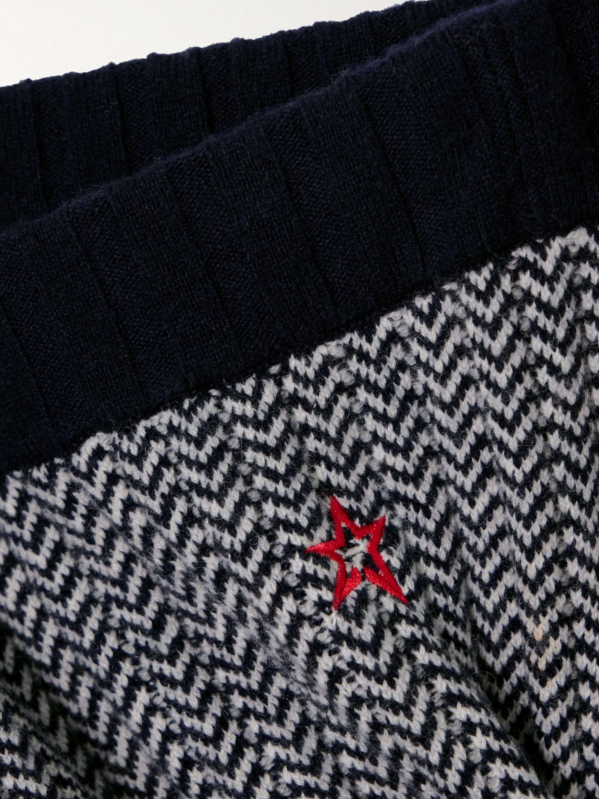 Jazzy ribbed striped wool and cashmere-blend leggings view