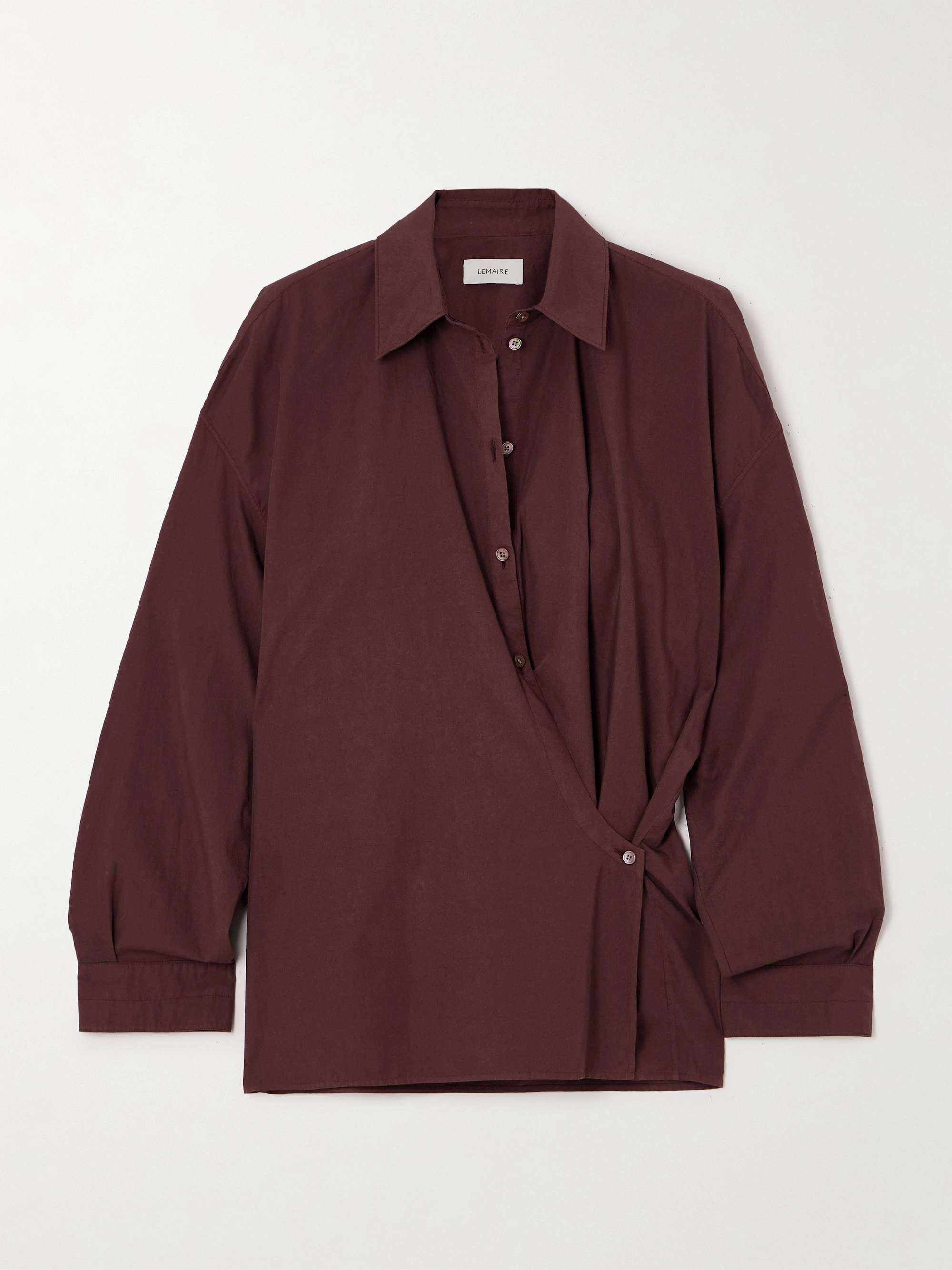 Twist-front cotton-poplin wrap shirt view