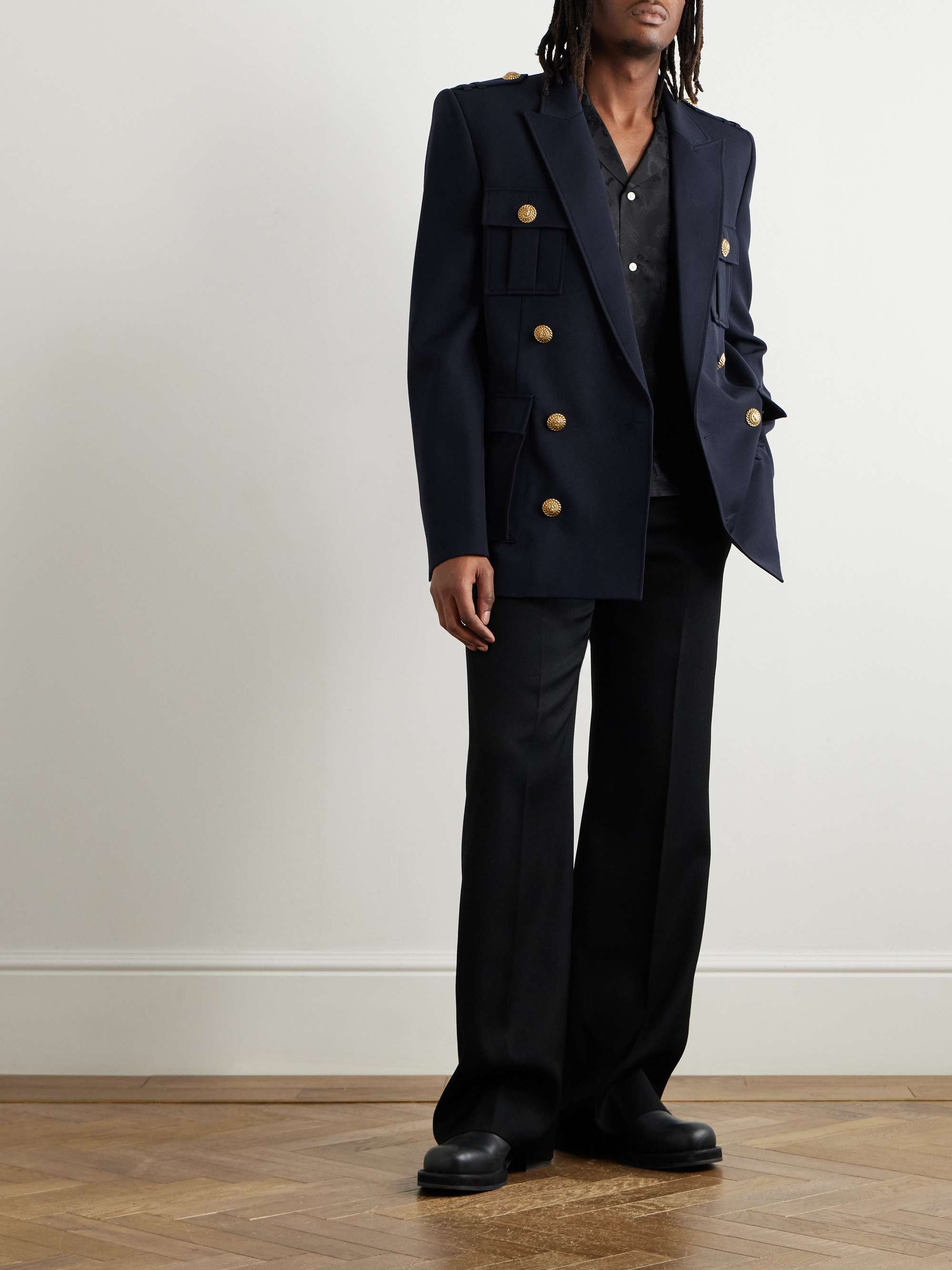 Double-Breasted Wool-Canvas Blazer view