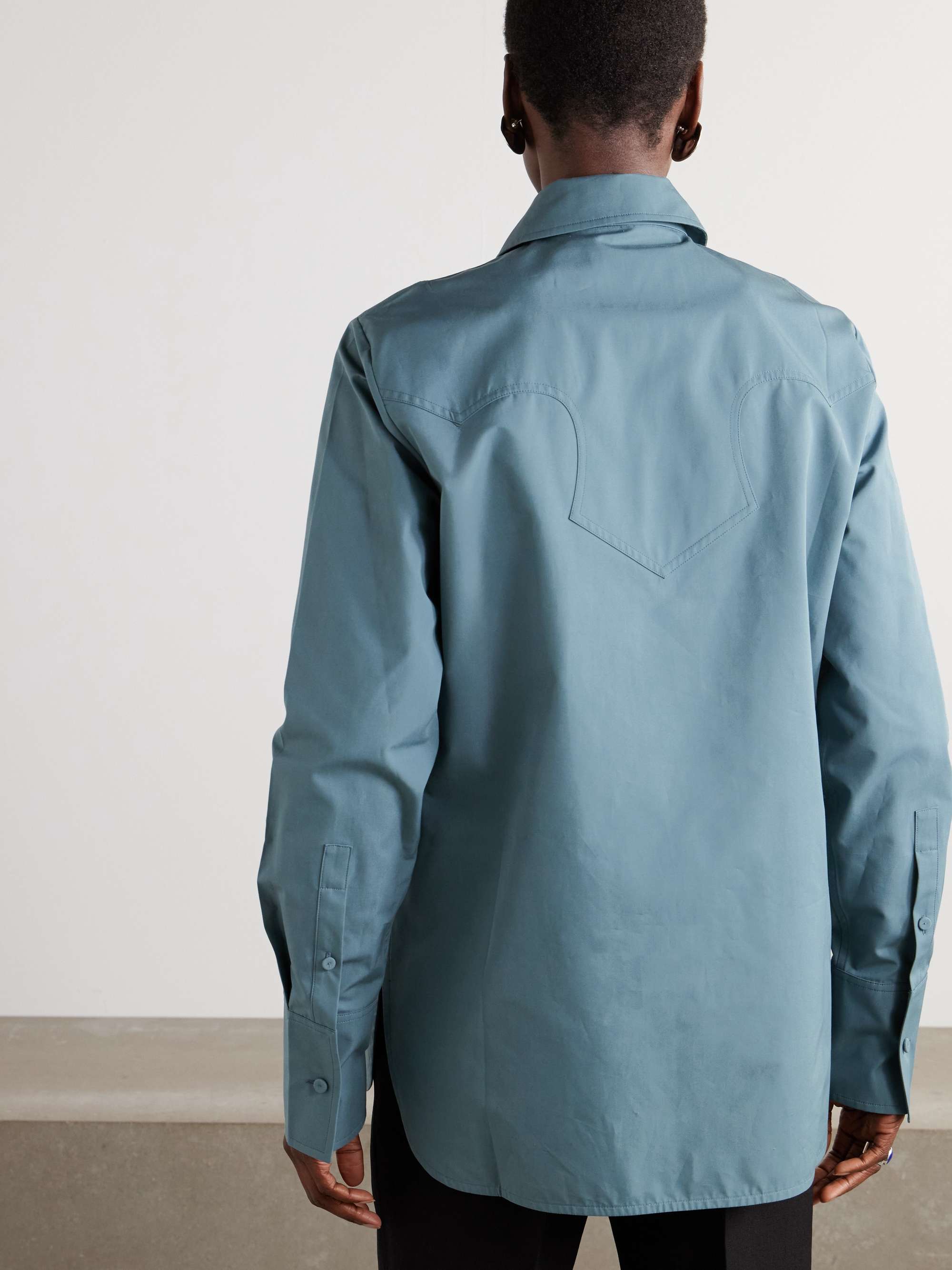Cotton-poplin shirt with tie view