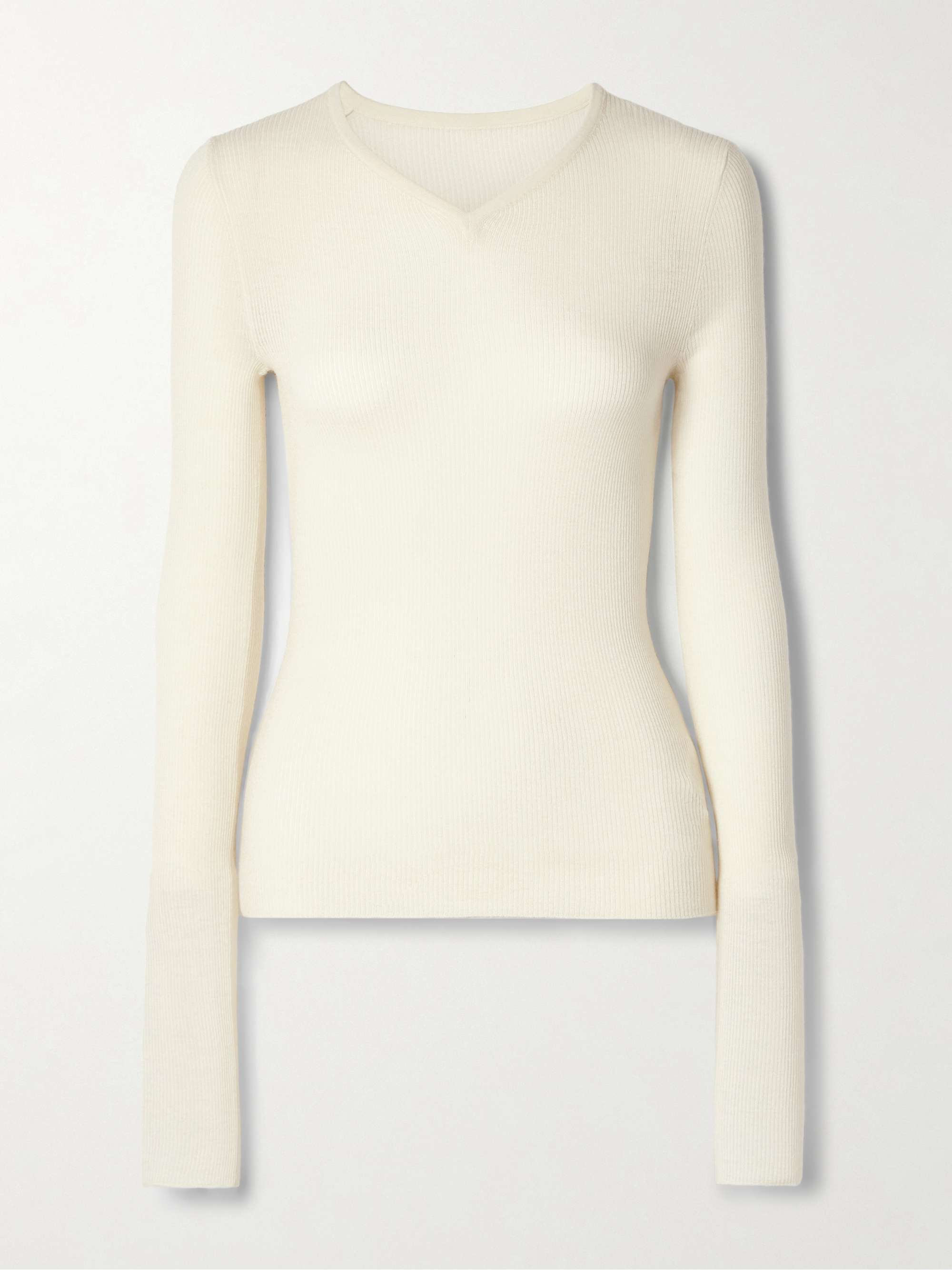 Tania ribbed wool-blend top view