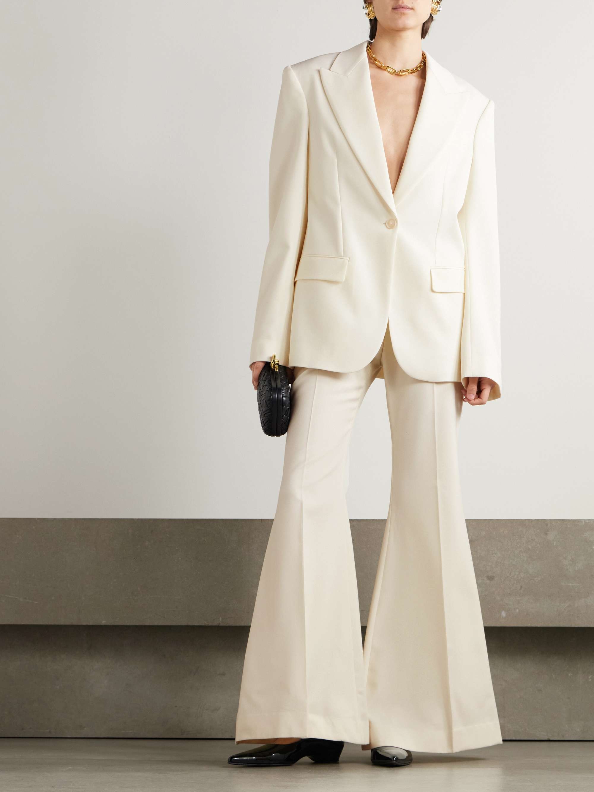 Wool-gabardine flared pants view