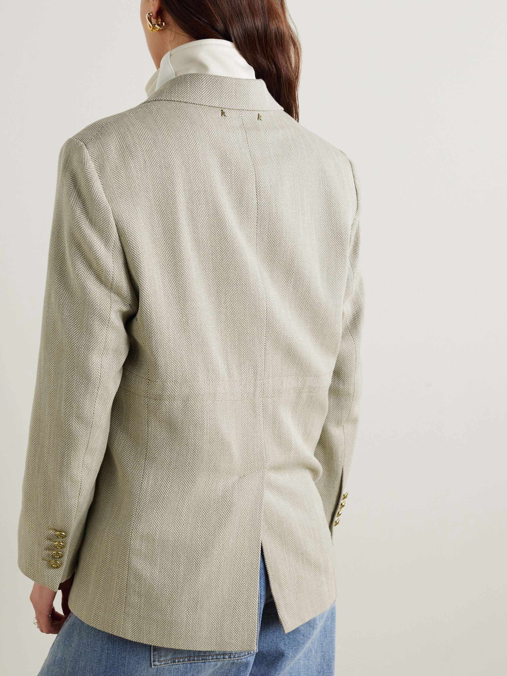 Journey double-breasted herringbone cotton blazer view