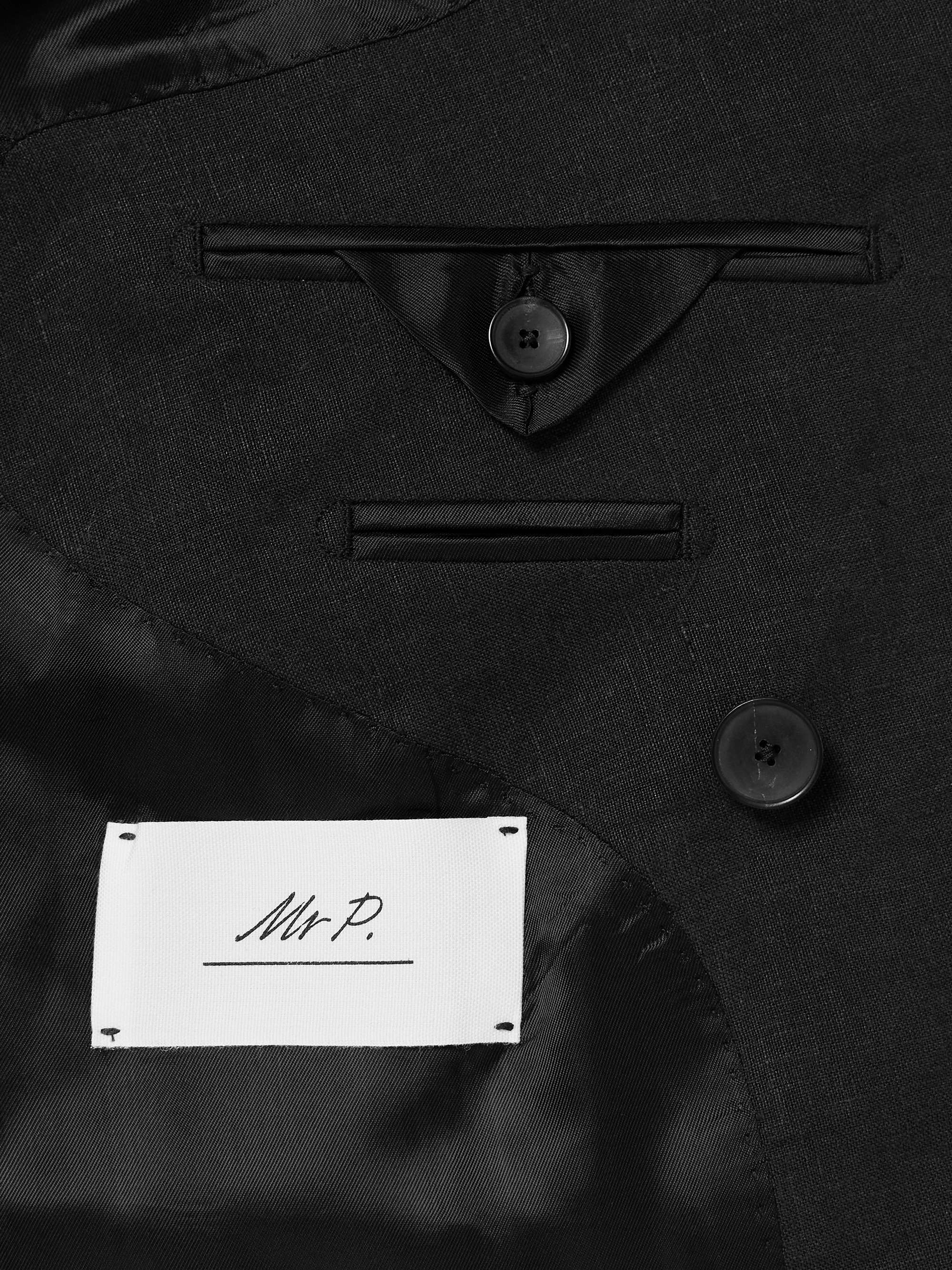 Double-Breasted Linen Tuxedo Jacket view