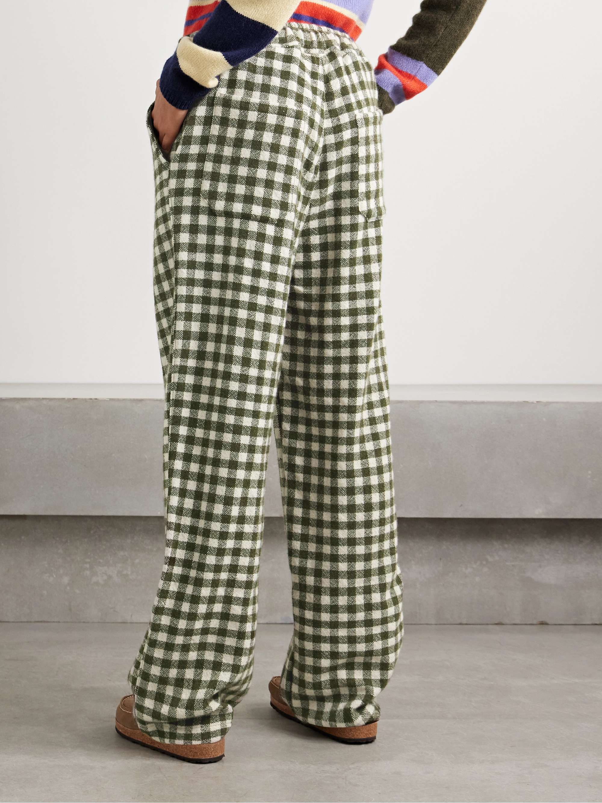 Checked cashmere straight-leg pants view