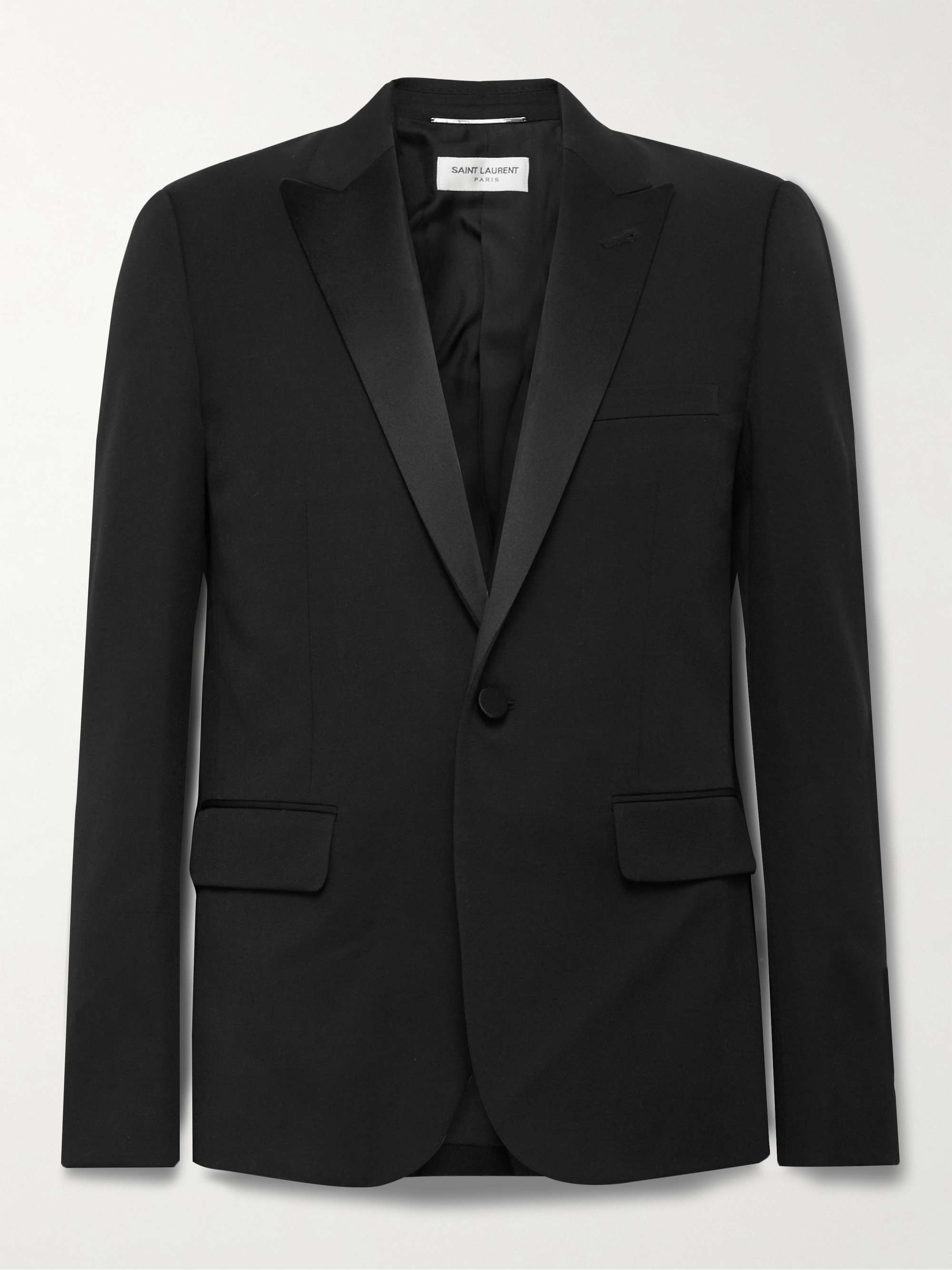 Slim-Fit Satin-Trimmed Wool Blazer view