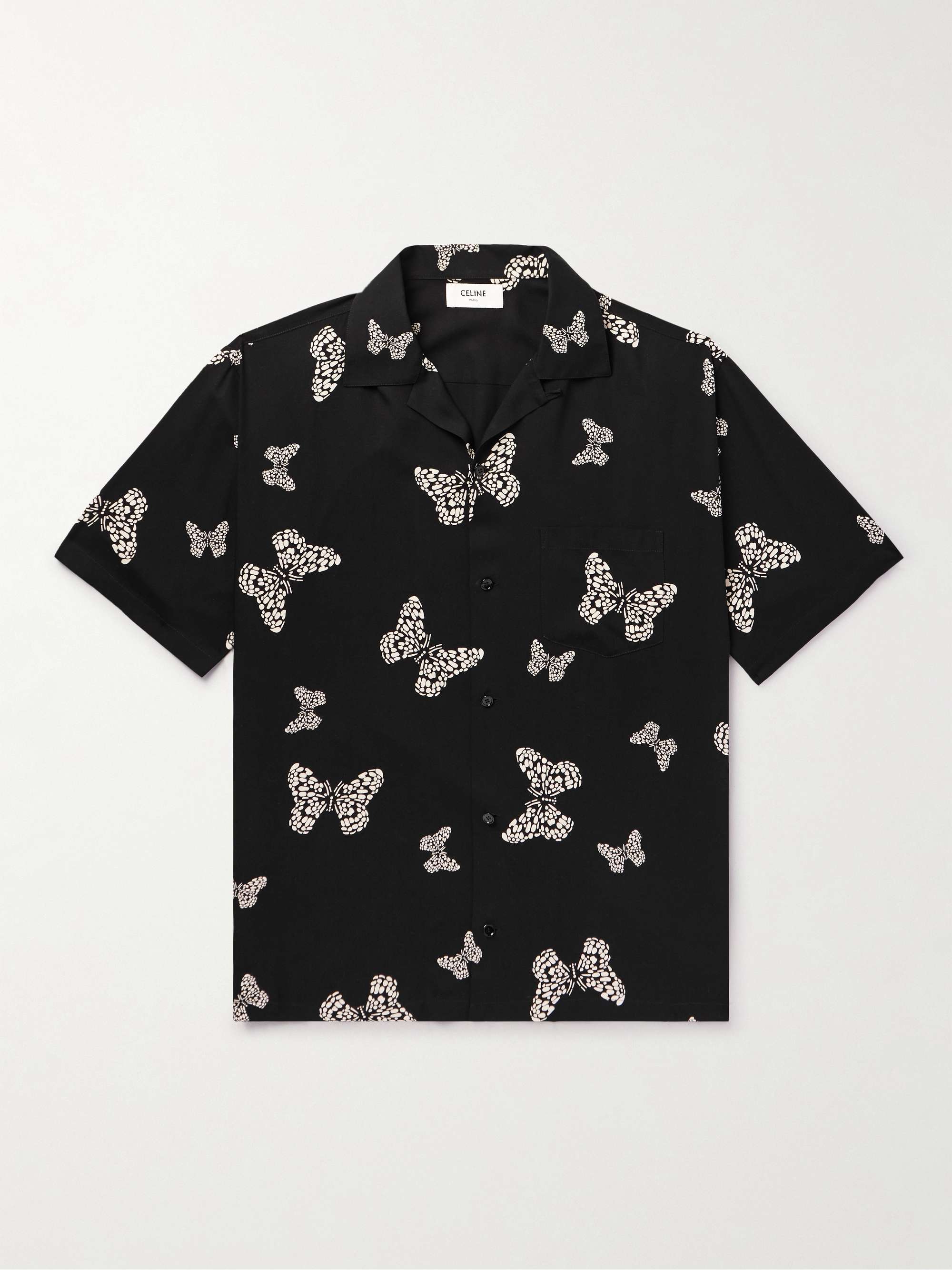 Convertible-Collar Printed Woven Shirt view