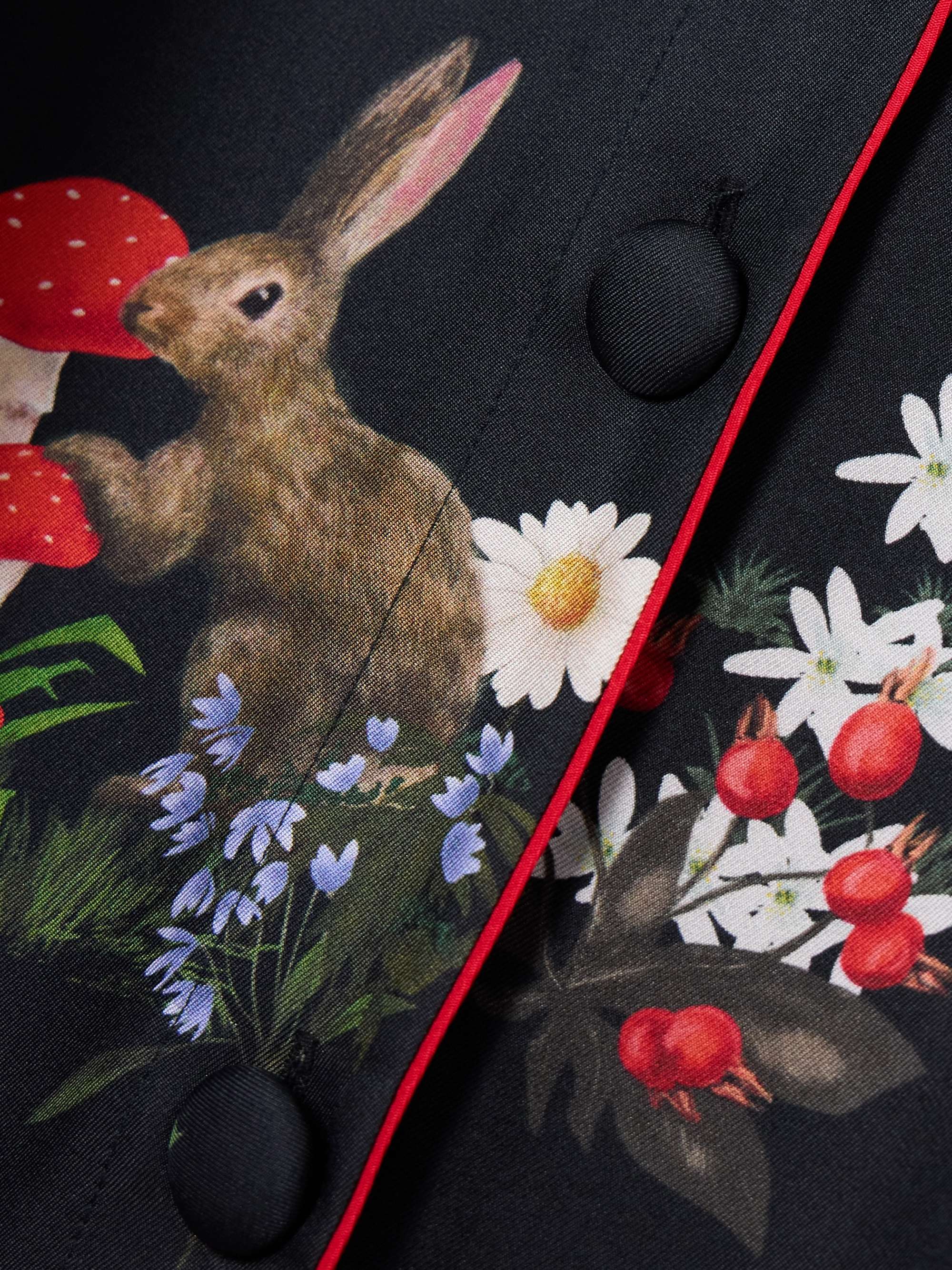 Fee piped printed silk pajama shirt view
