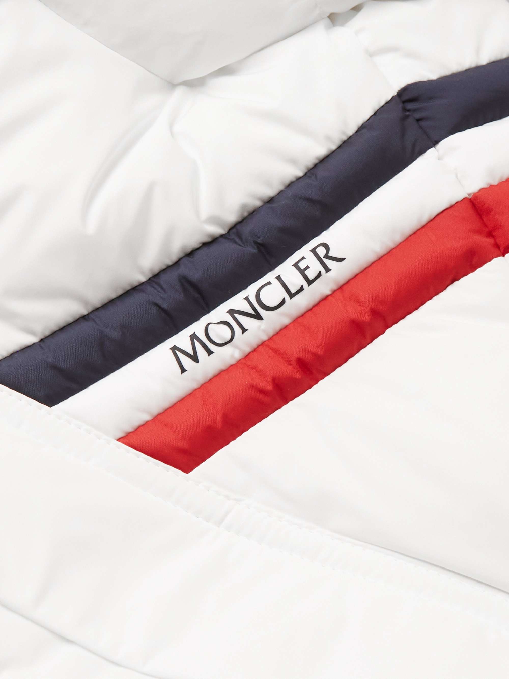 Fleole Logo-Print Striped Quilted Shell Hooded Down Jacket view