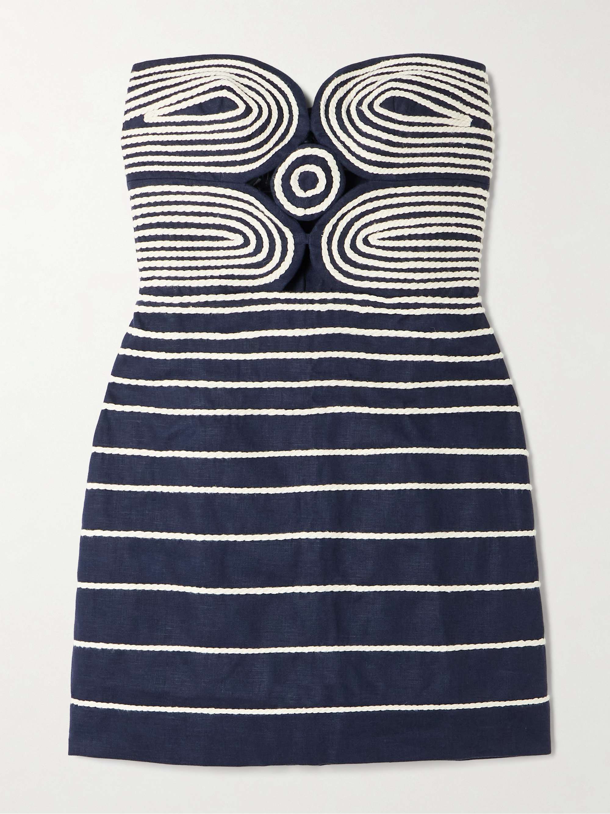 Muy Poetica strapless rope-trimmed cutout linen mini dress view