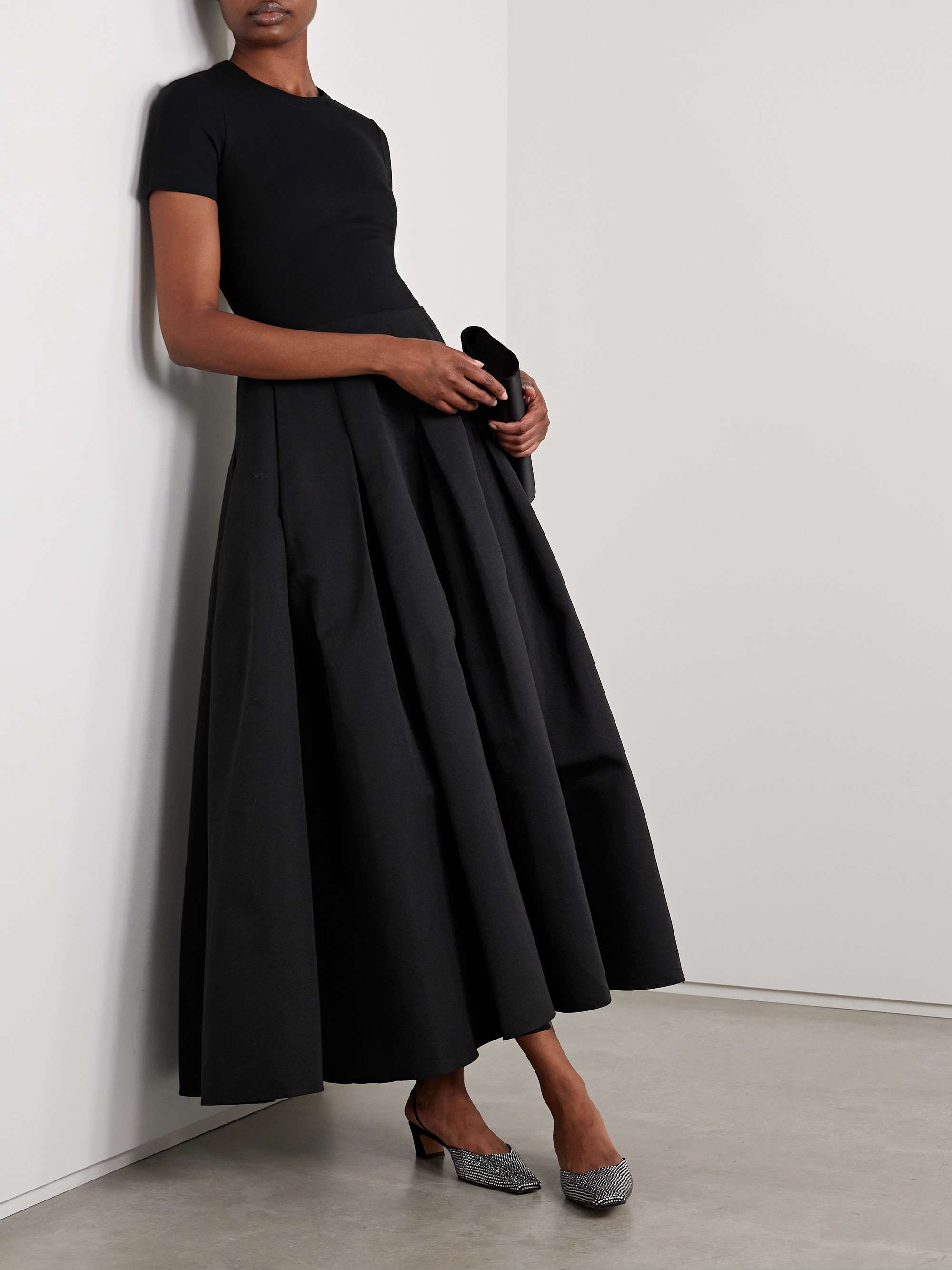 Hopper stretch-jersey and pleated faille maxi dress view