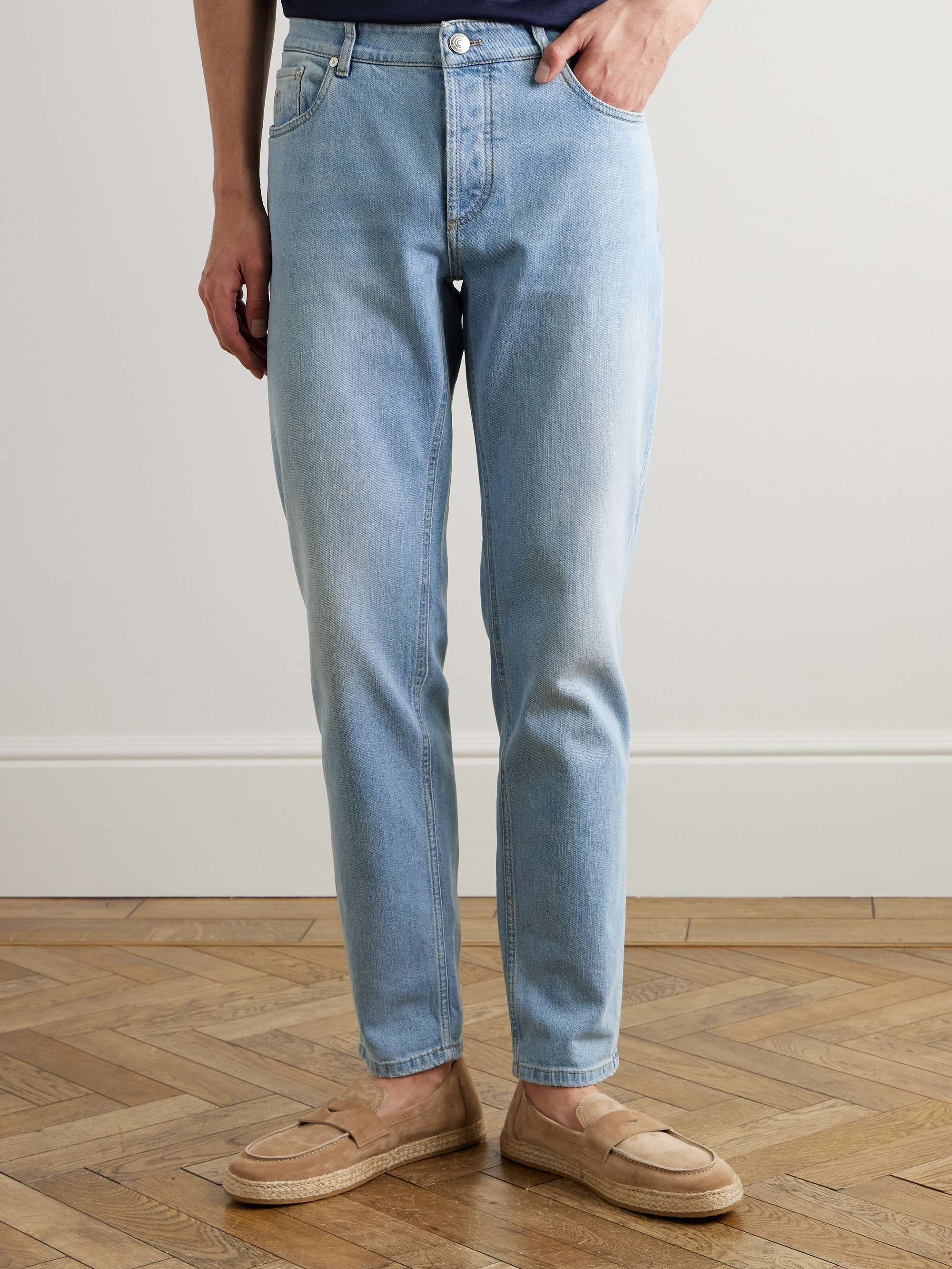 Slim-Fit Straight-Leg Logo-Embroidered Jeans view