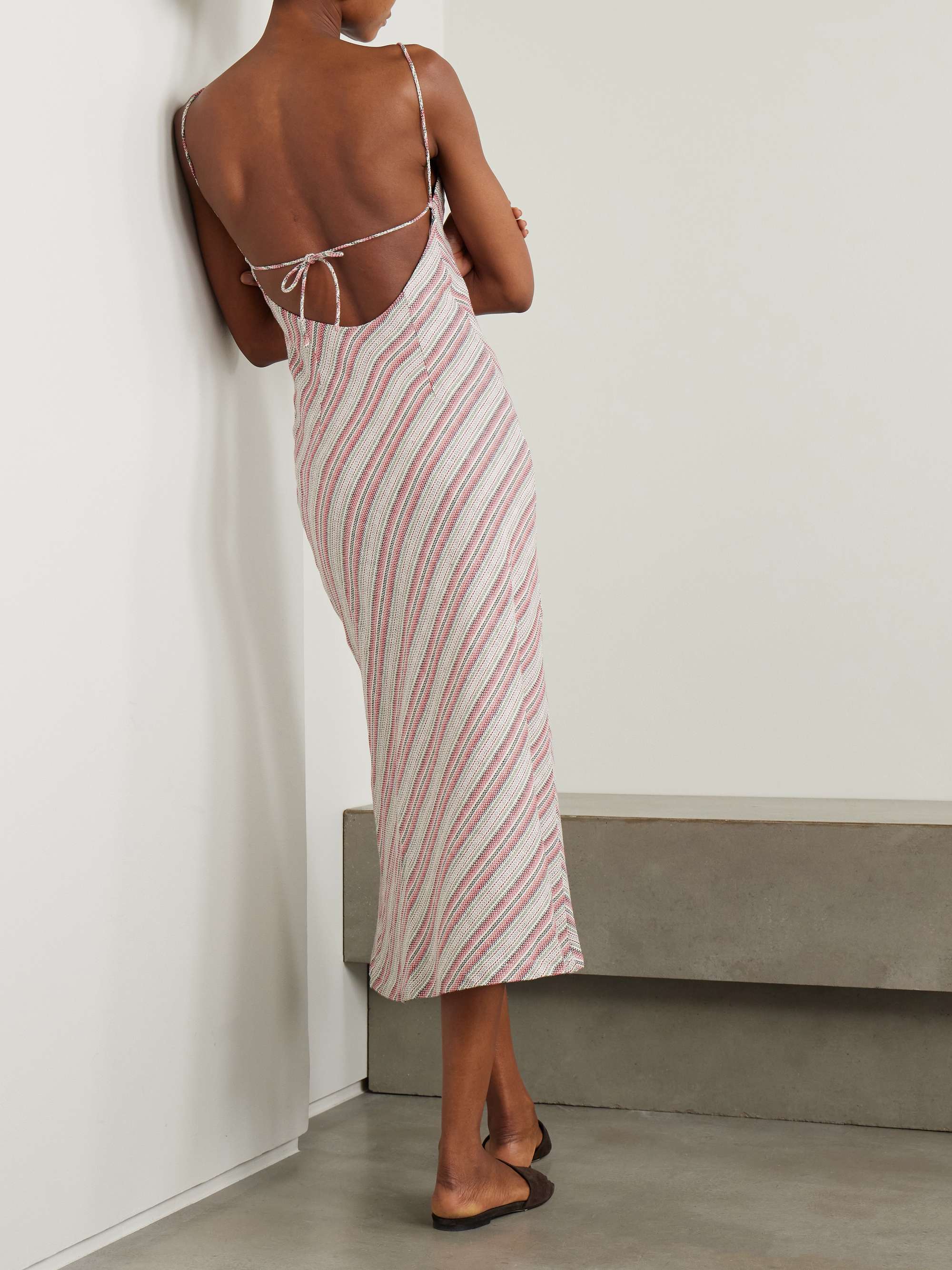 Lison open-back striped linen and cotton-blend midi dress view
