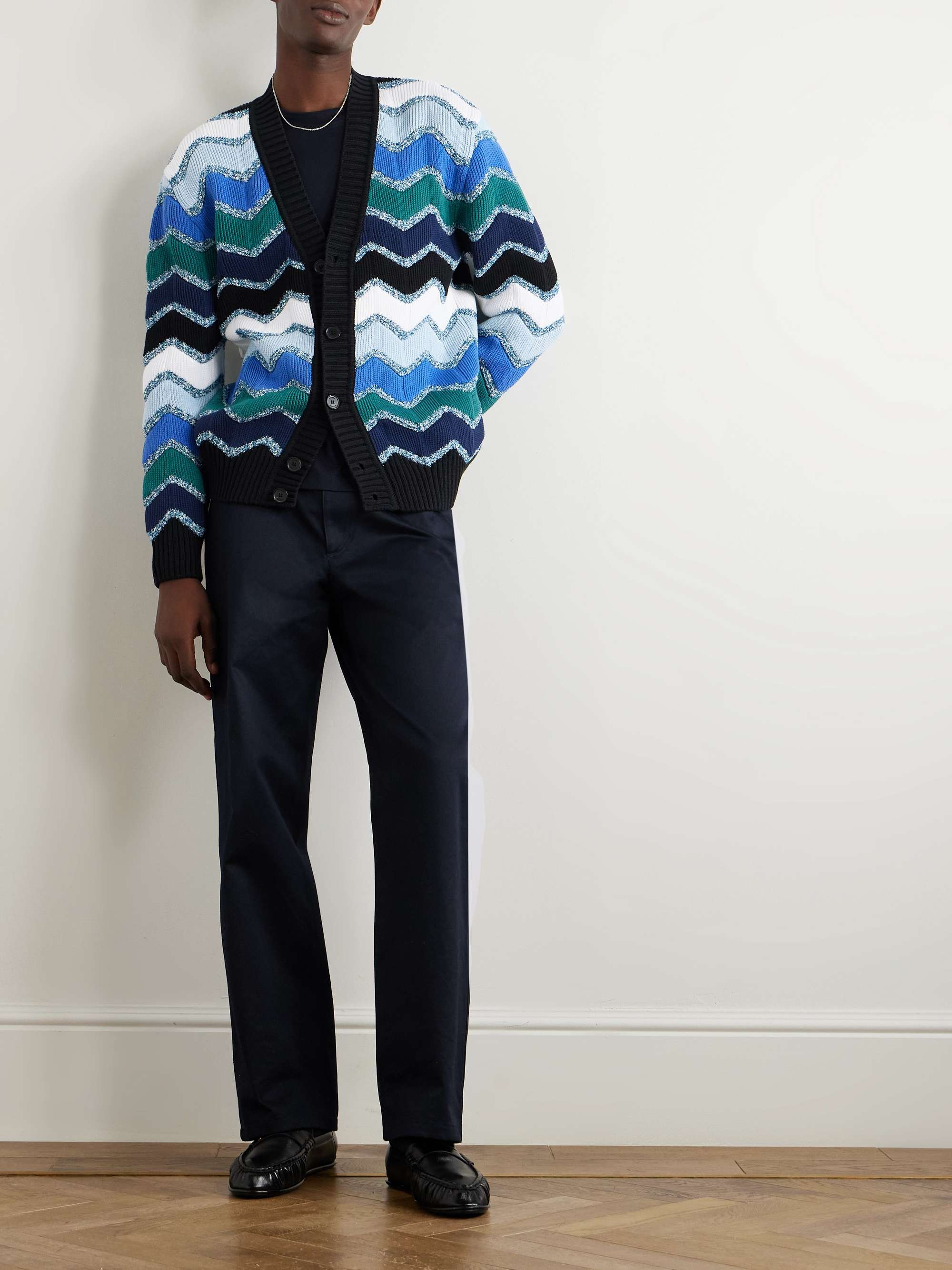Striped Cotton-Blend Cardigan view