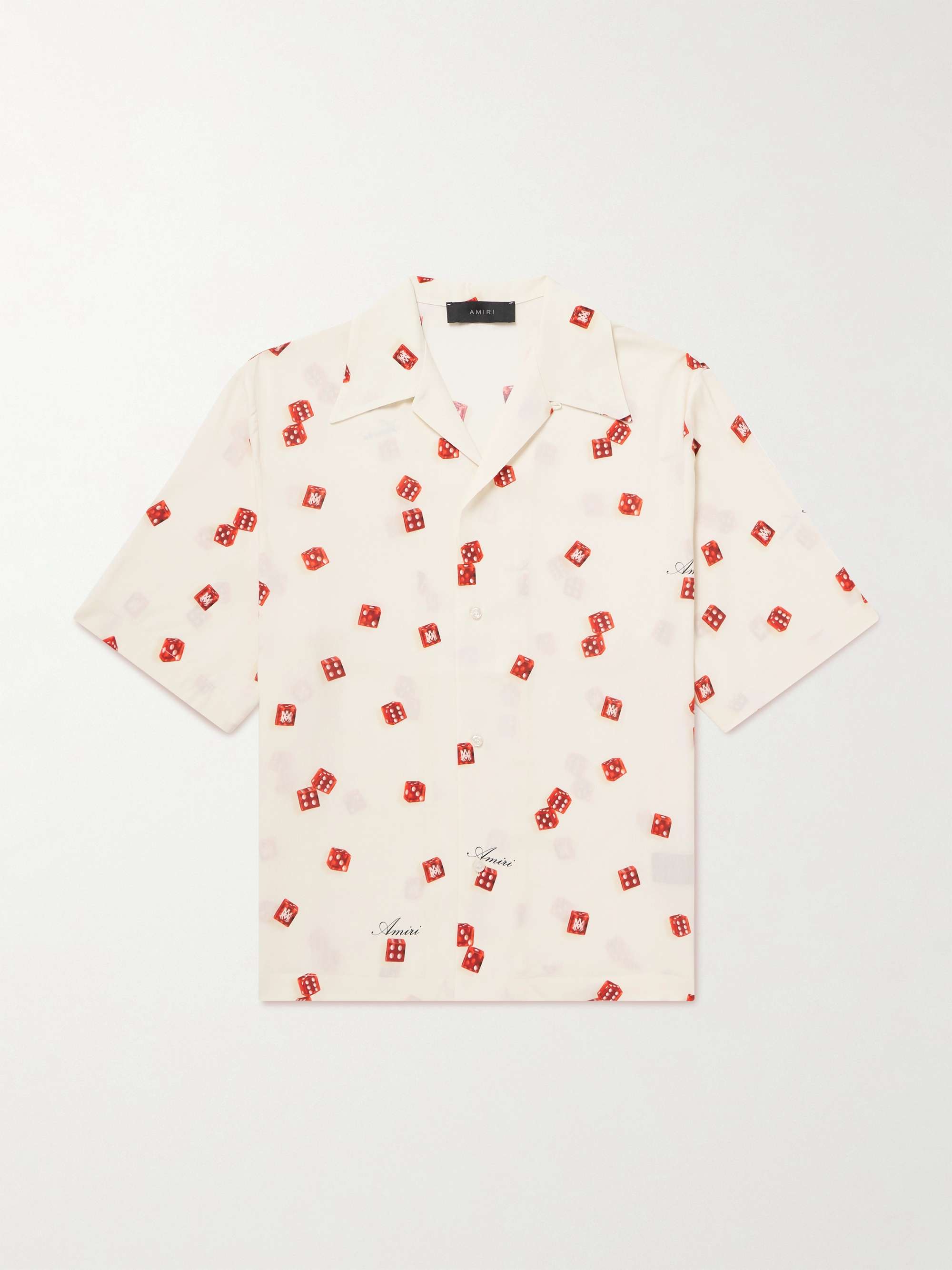 Dice Convertible-Collar Printed Satin Shirt view