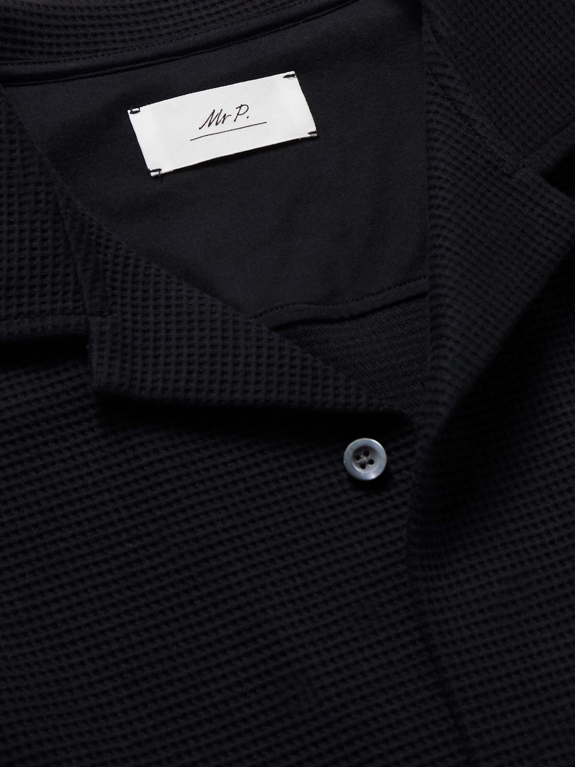 Camp-Collar Waffle-Knit Organic Cotton Shirt view