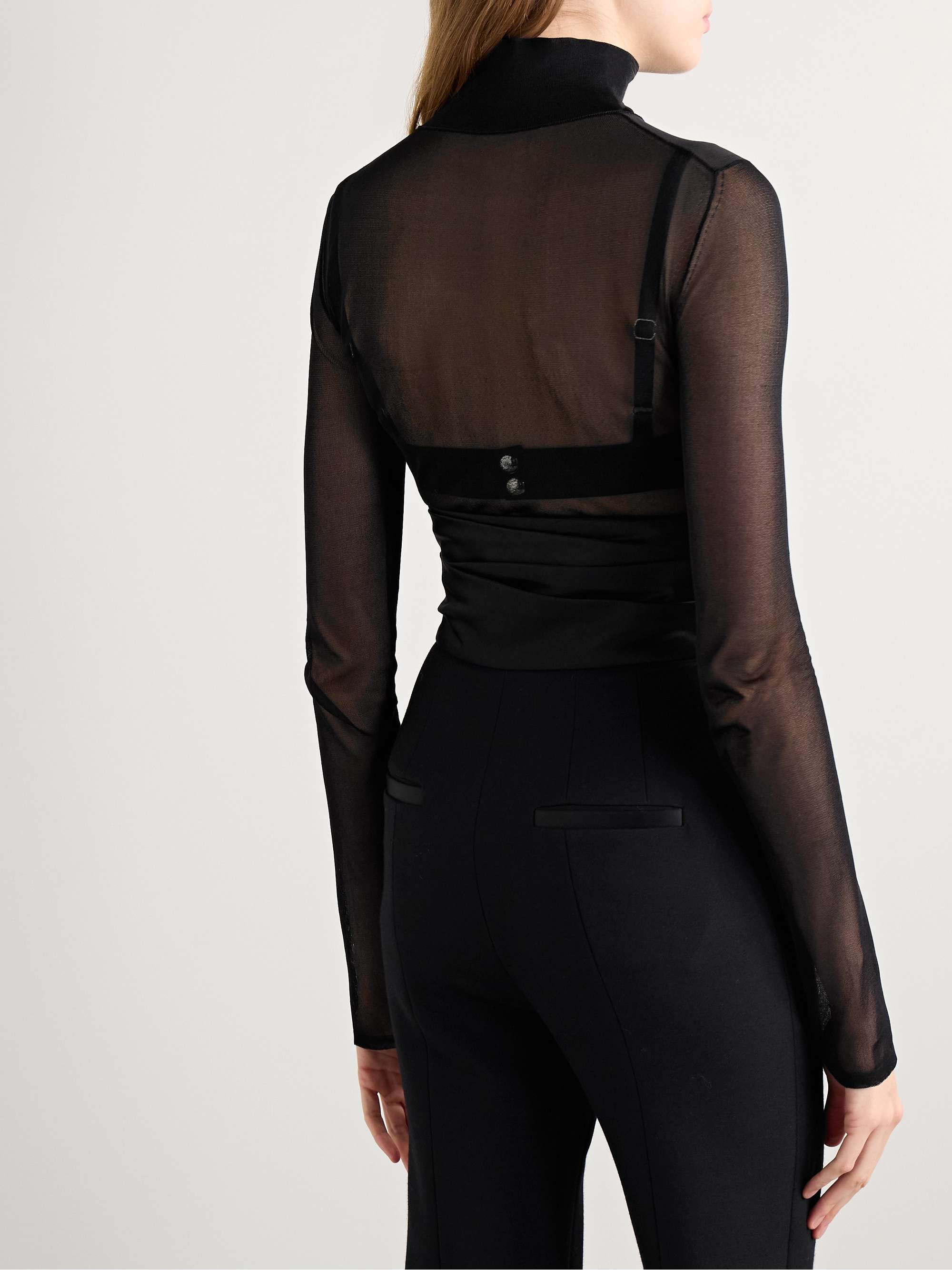 Tallin mesh turtleneck thong bodysuit view