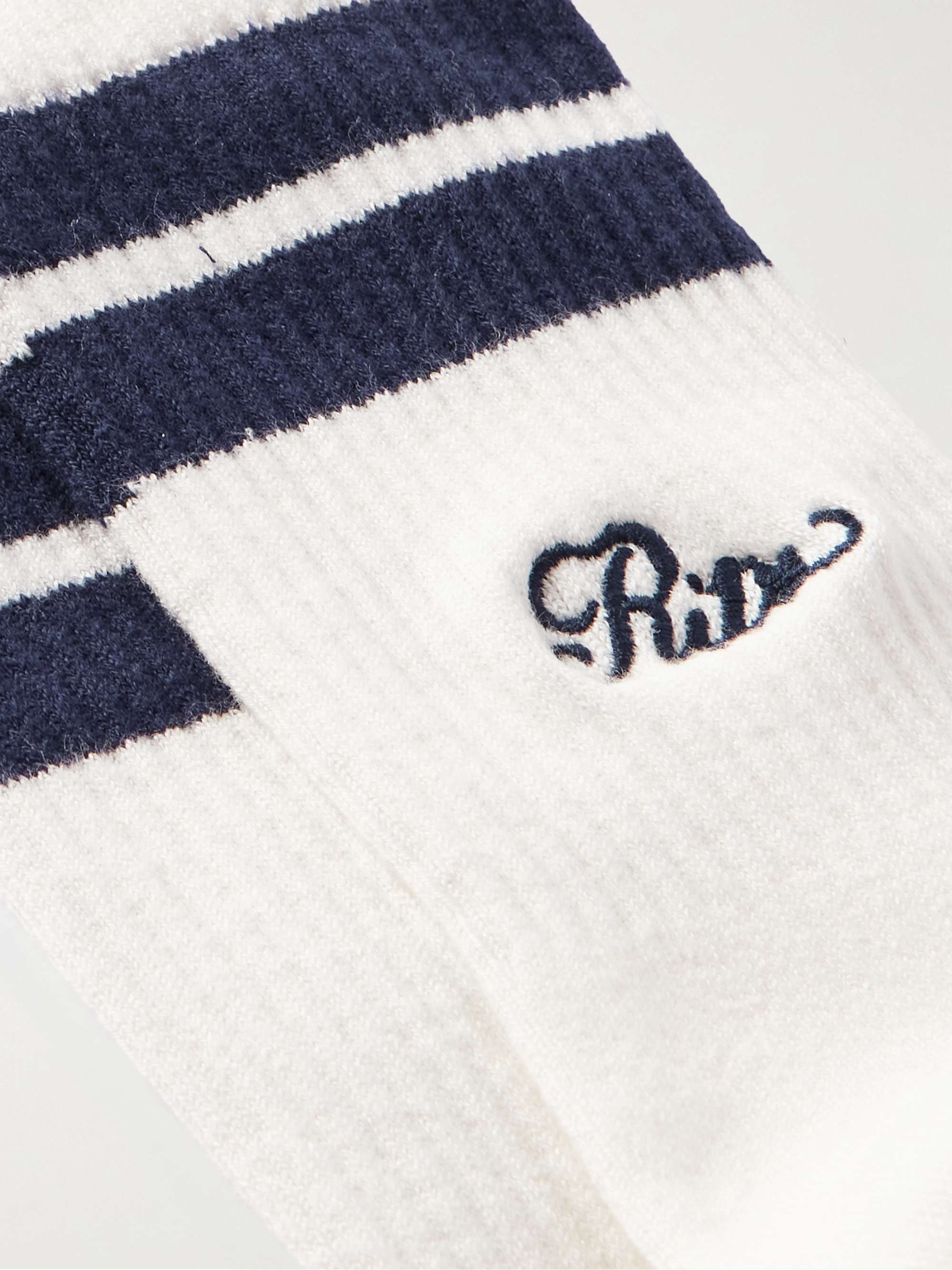 + Ritz Paris embroidered striped ribbed cotton-blend socks view