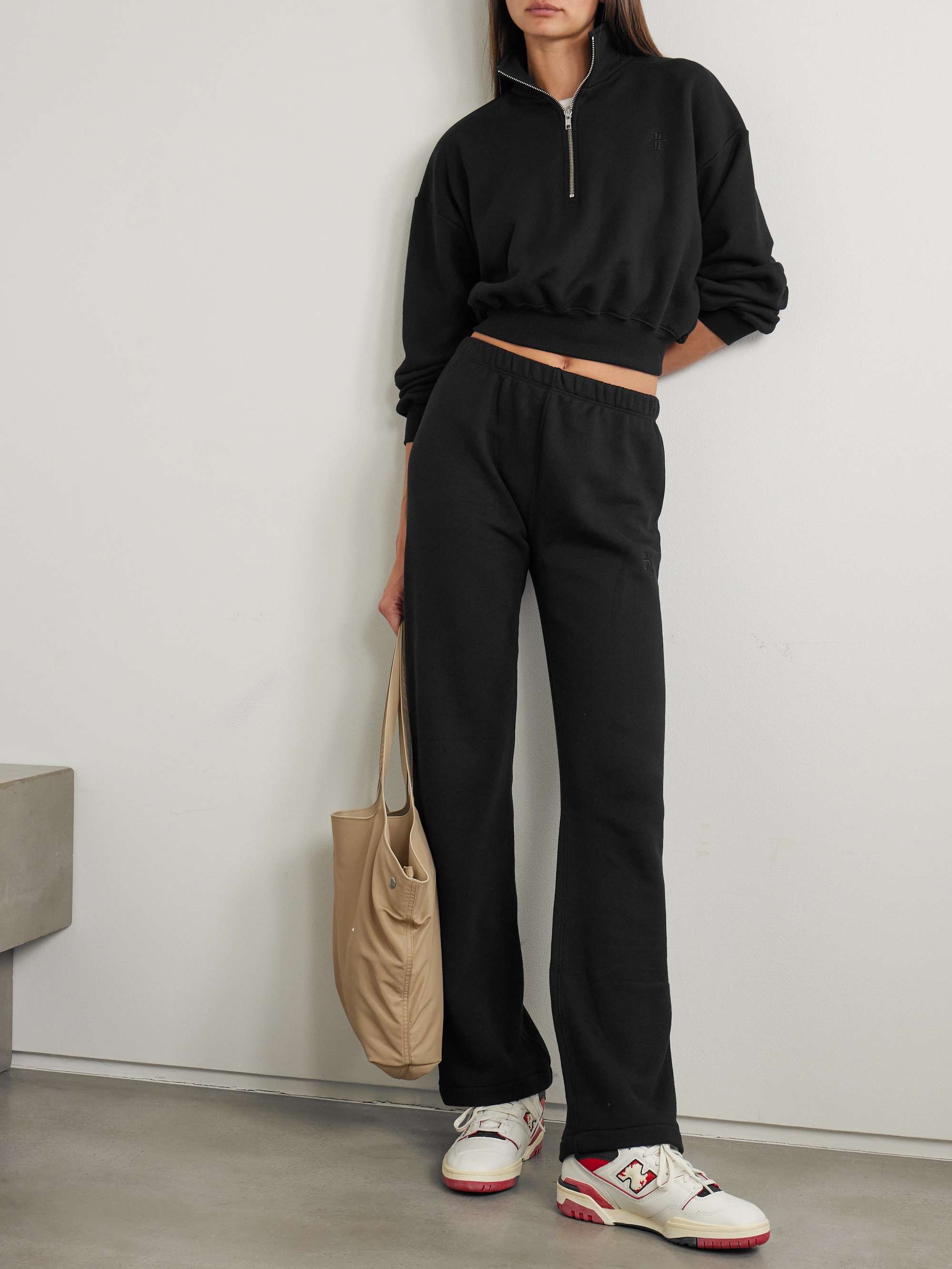 Cropped embroidered cotton and modal-blend jersey sweater view