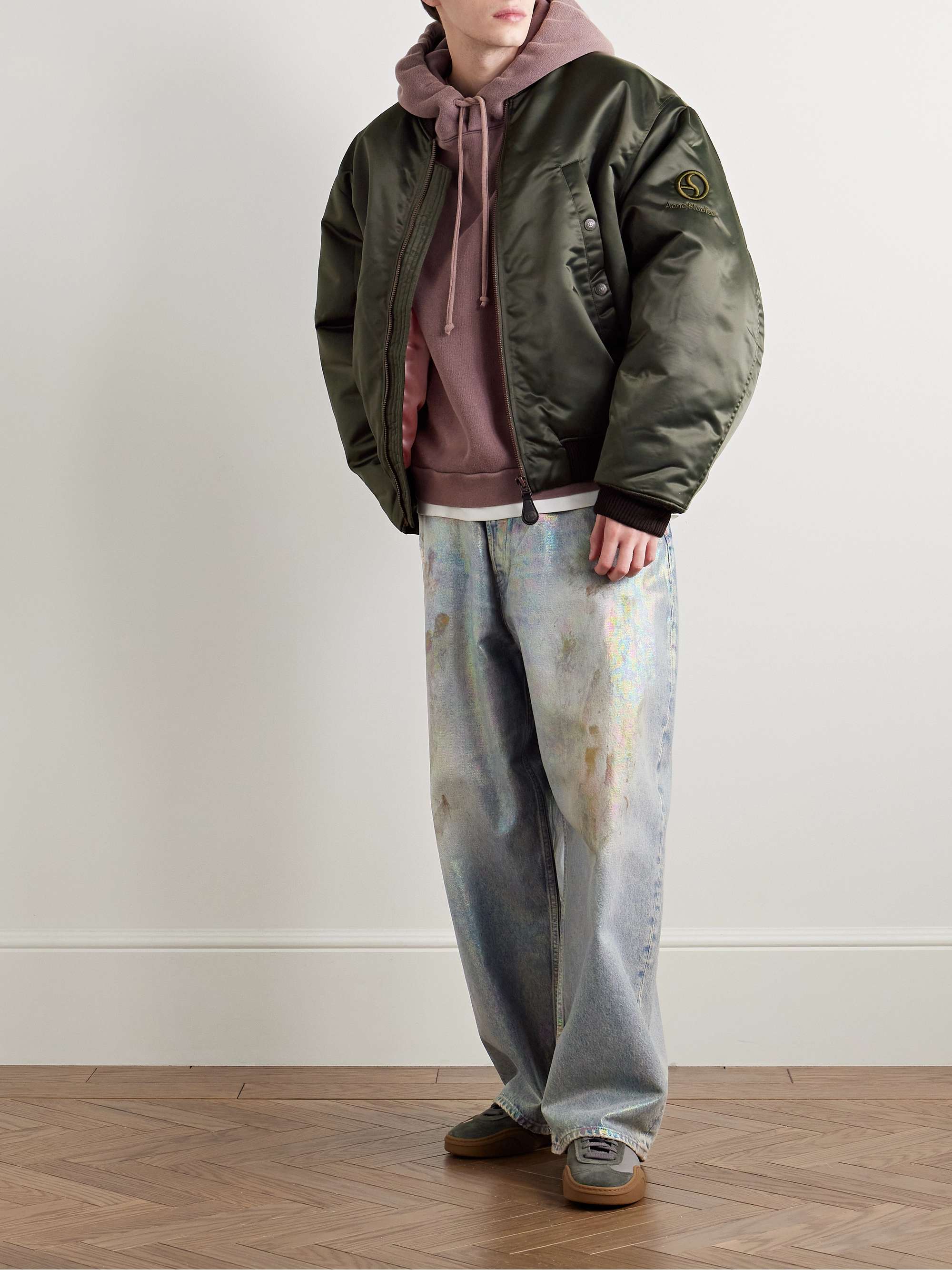 Dirty Halo Wide-Leg Distressed Iridescent Jeans view
