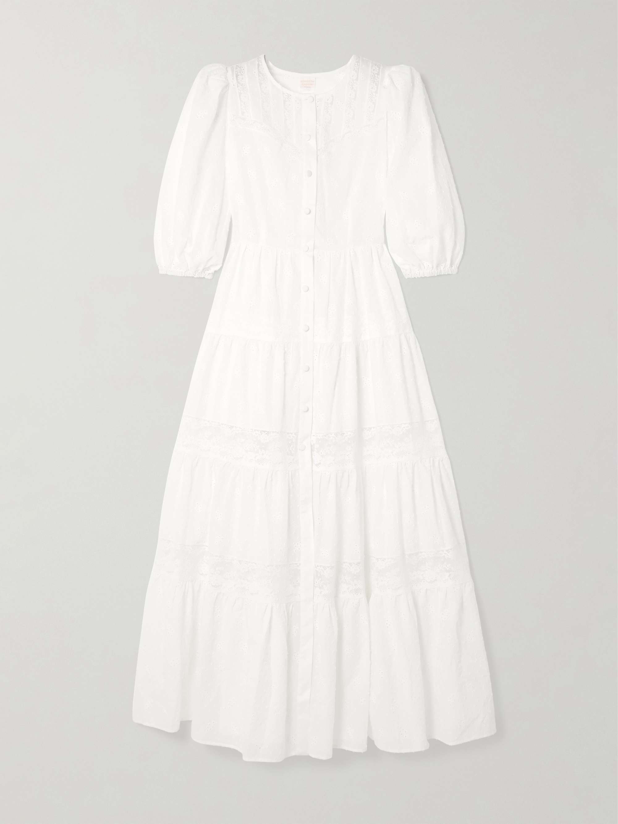 Poppi lace-trimmed tiered broderie anglaise cotton maxi dress view