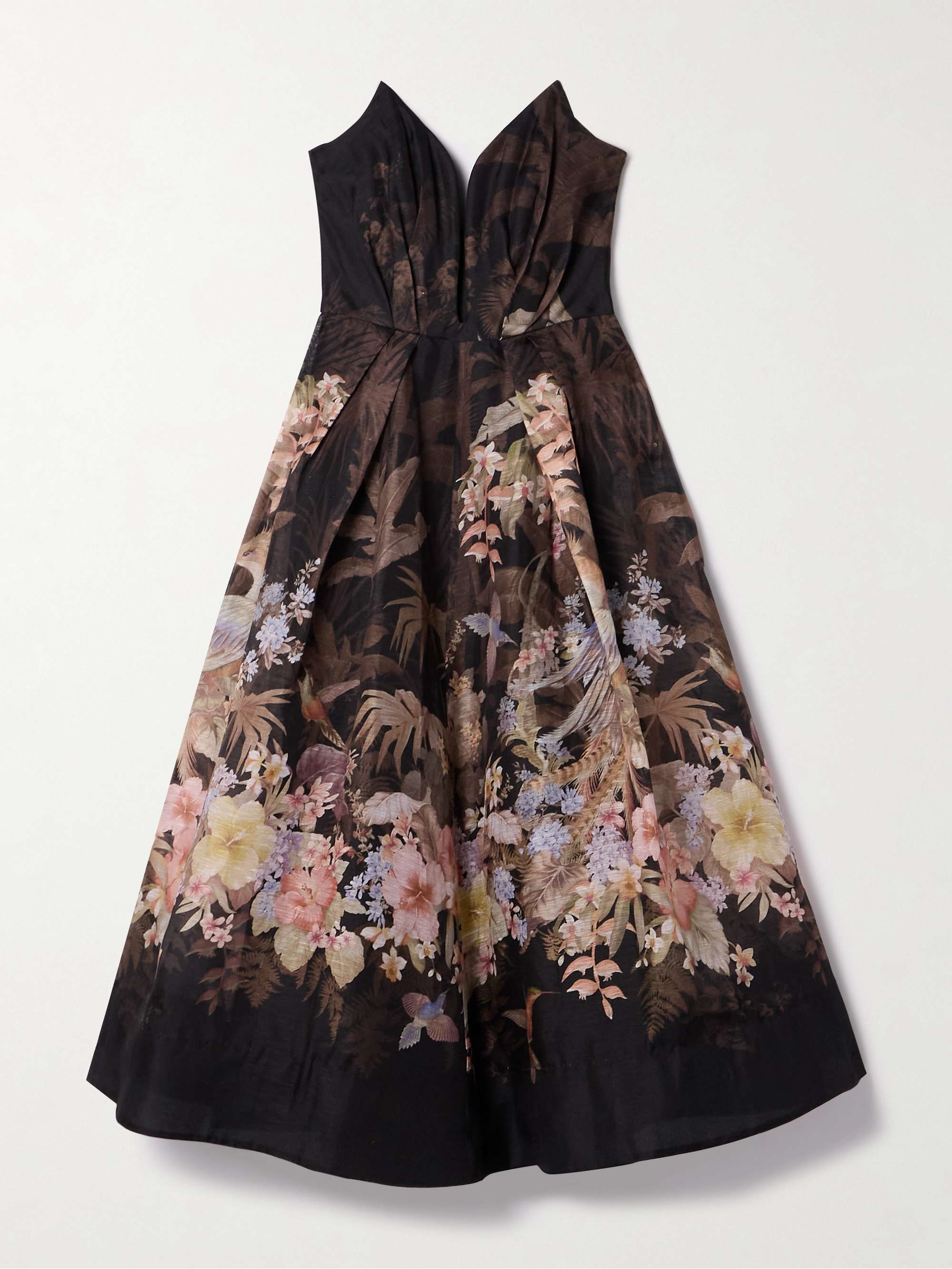 Illuminate strapless floral-print linen and silk-blend midi dress view