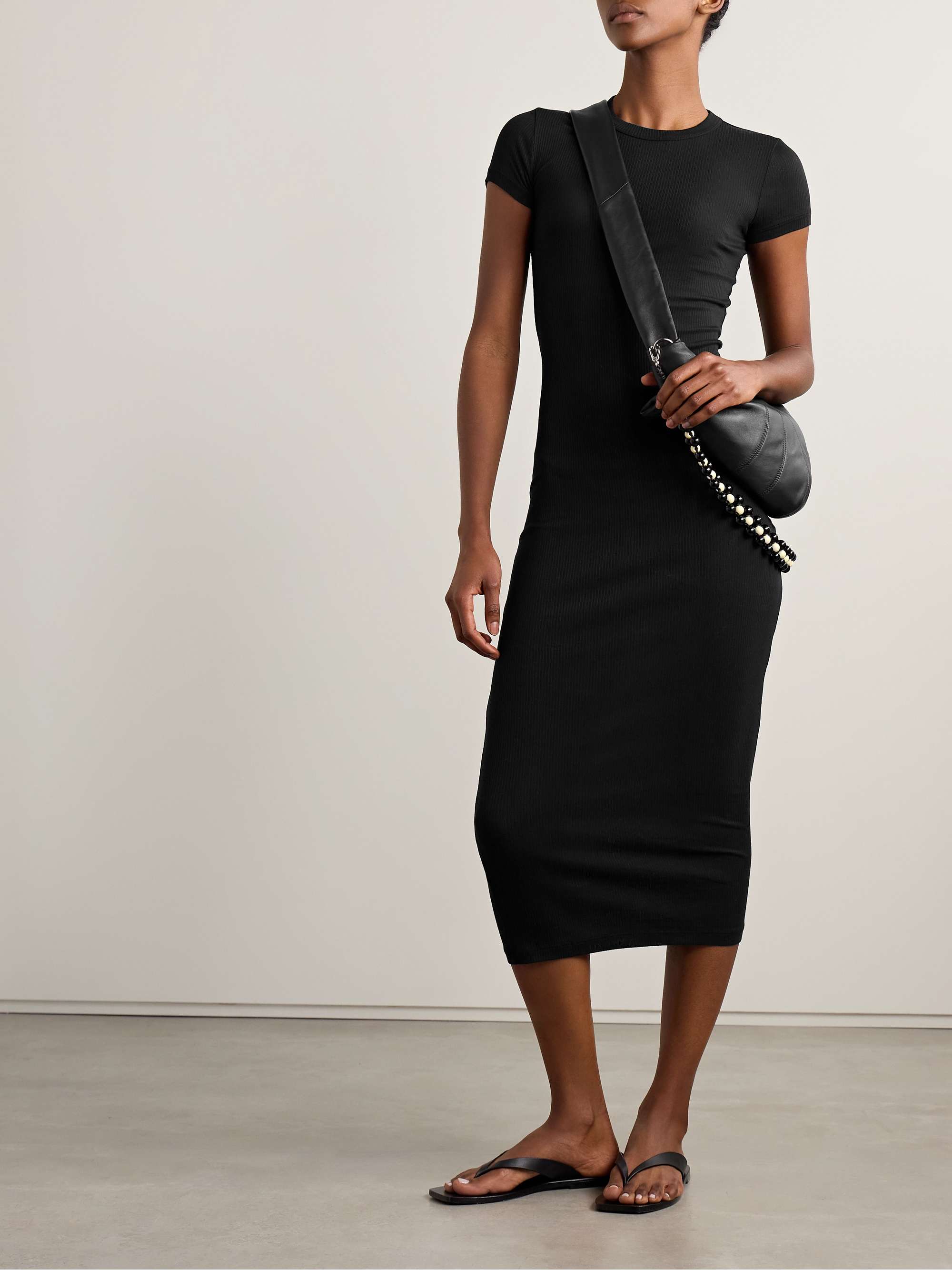 Ribbed stretch-cotton jersey midi dress view