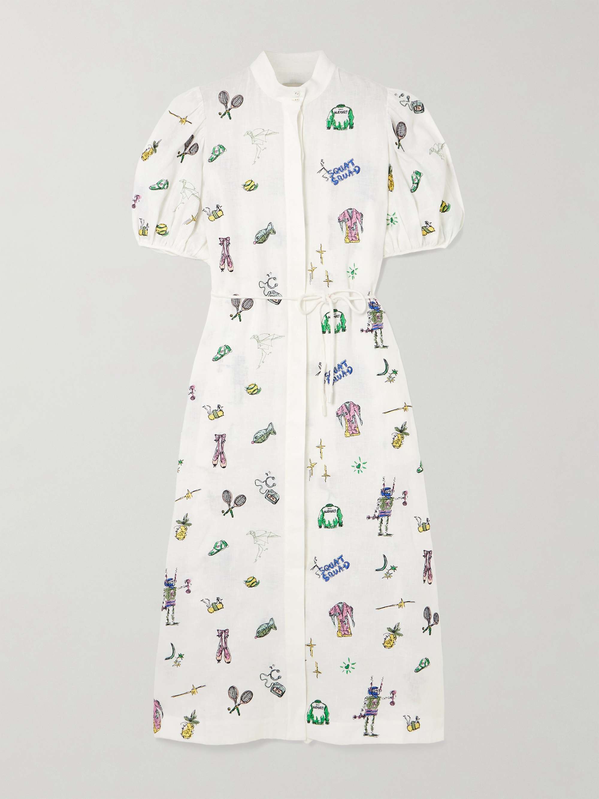 + Anouk Colantoni Play belted embroidered linen-gauze midi shirt dress view