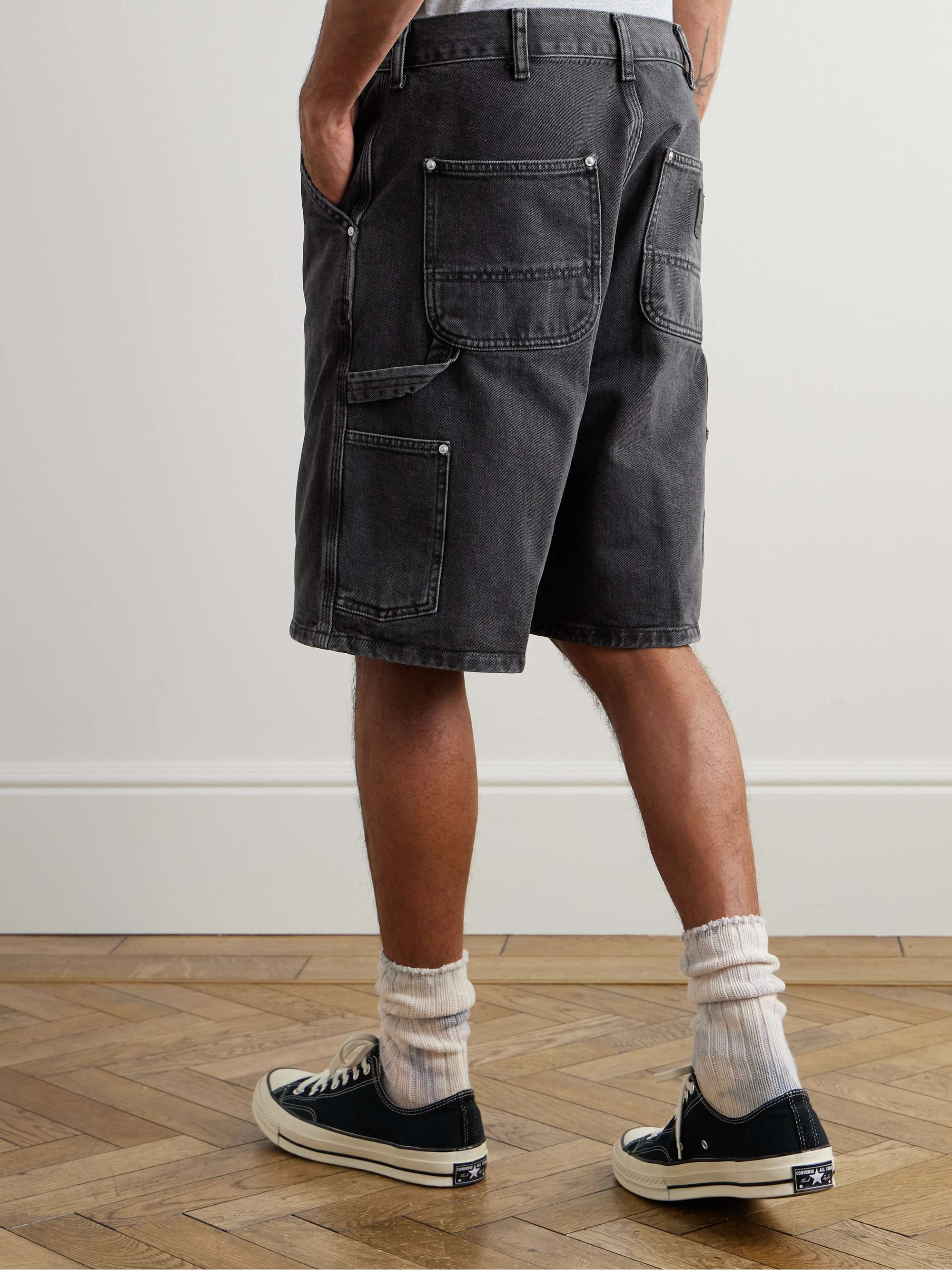 Rivet Wide-Leg Organic Denim Shorts view