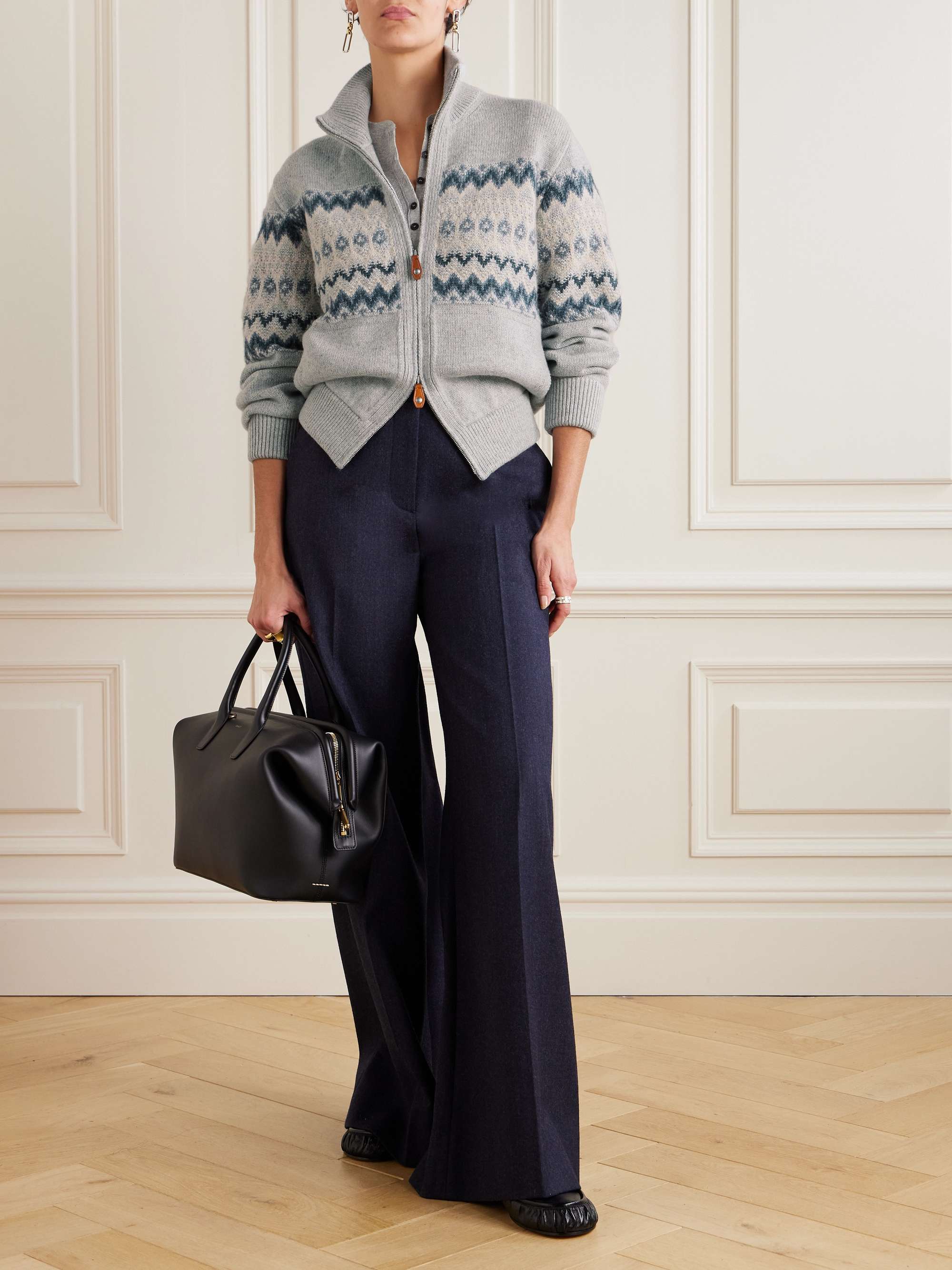 Fair Isle cashmere cardigan view