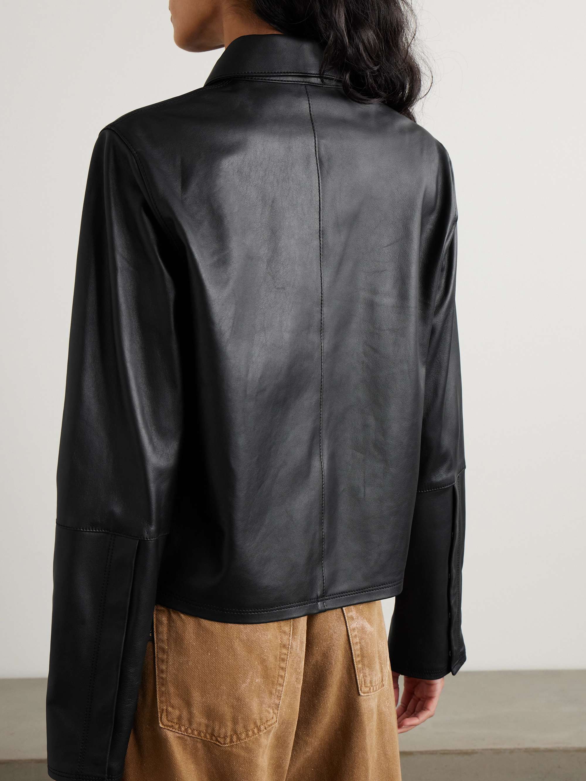 Auto paneled leather jacket view