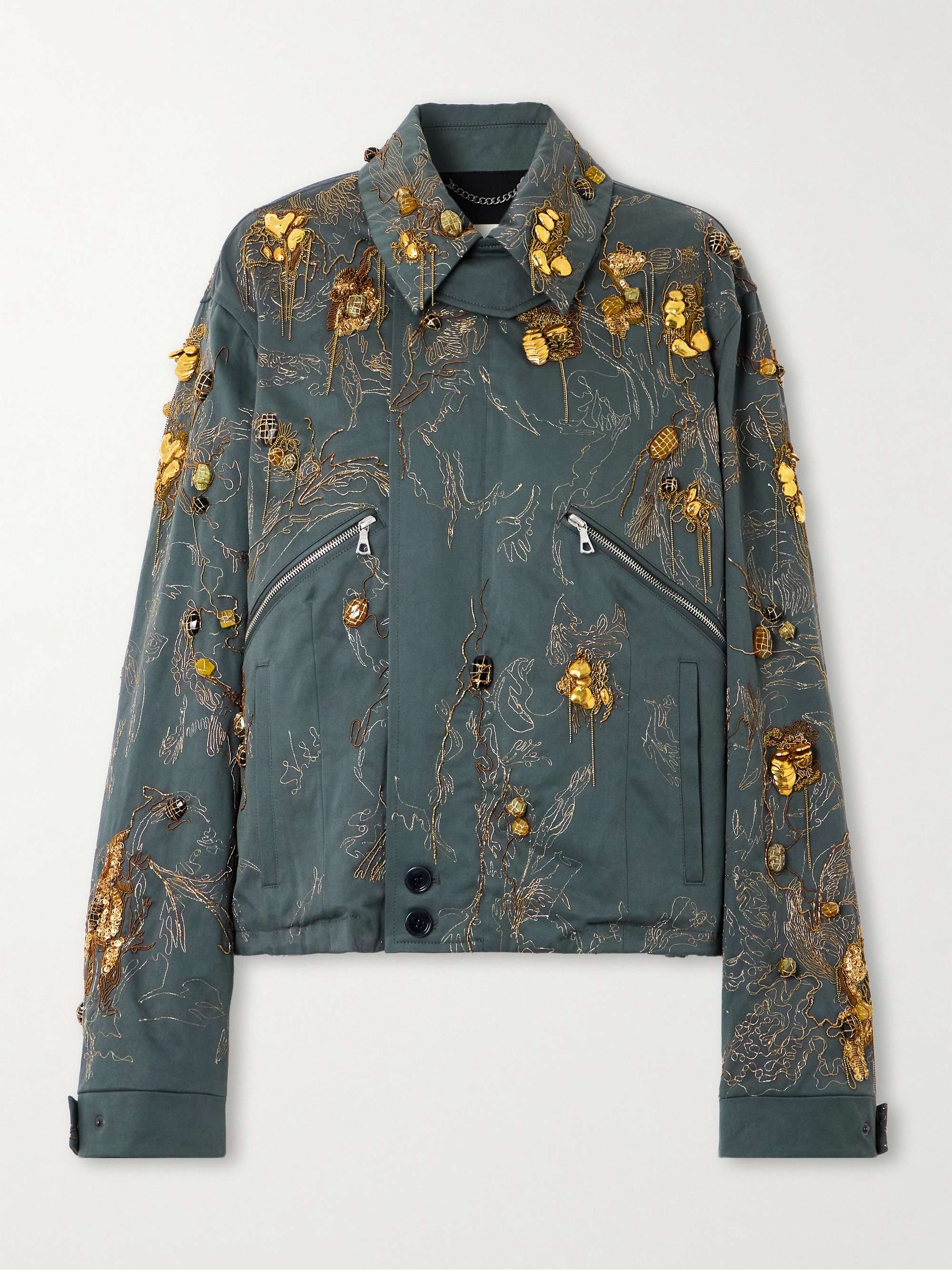 Embellished cotton-canvas jacket view