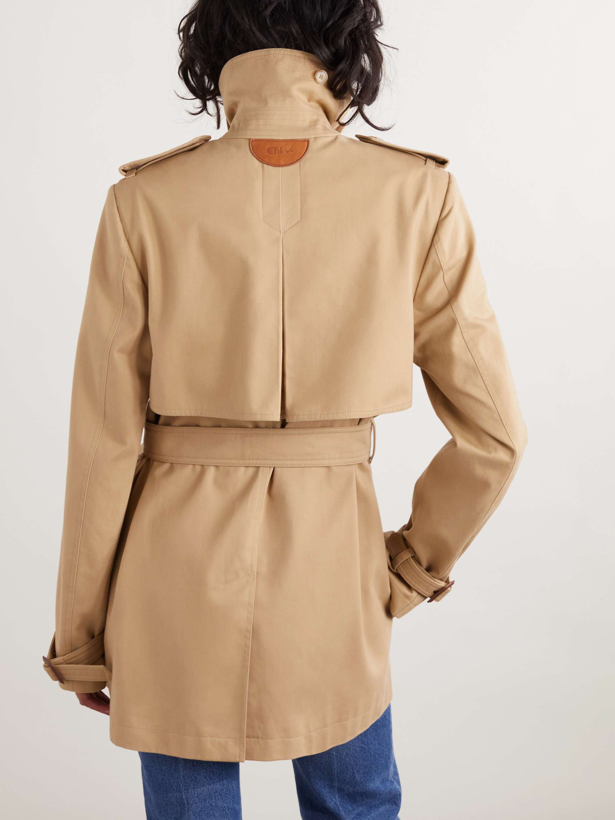 Belted cotton-gabardine trench coat view