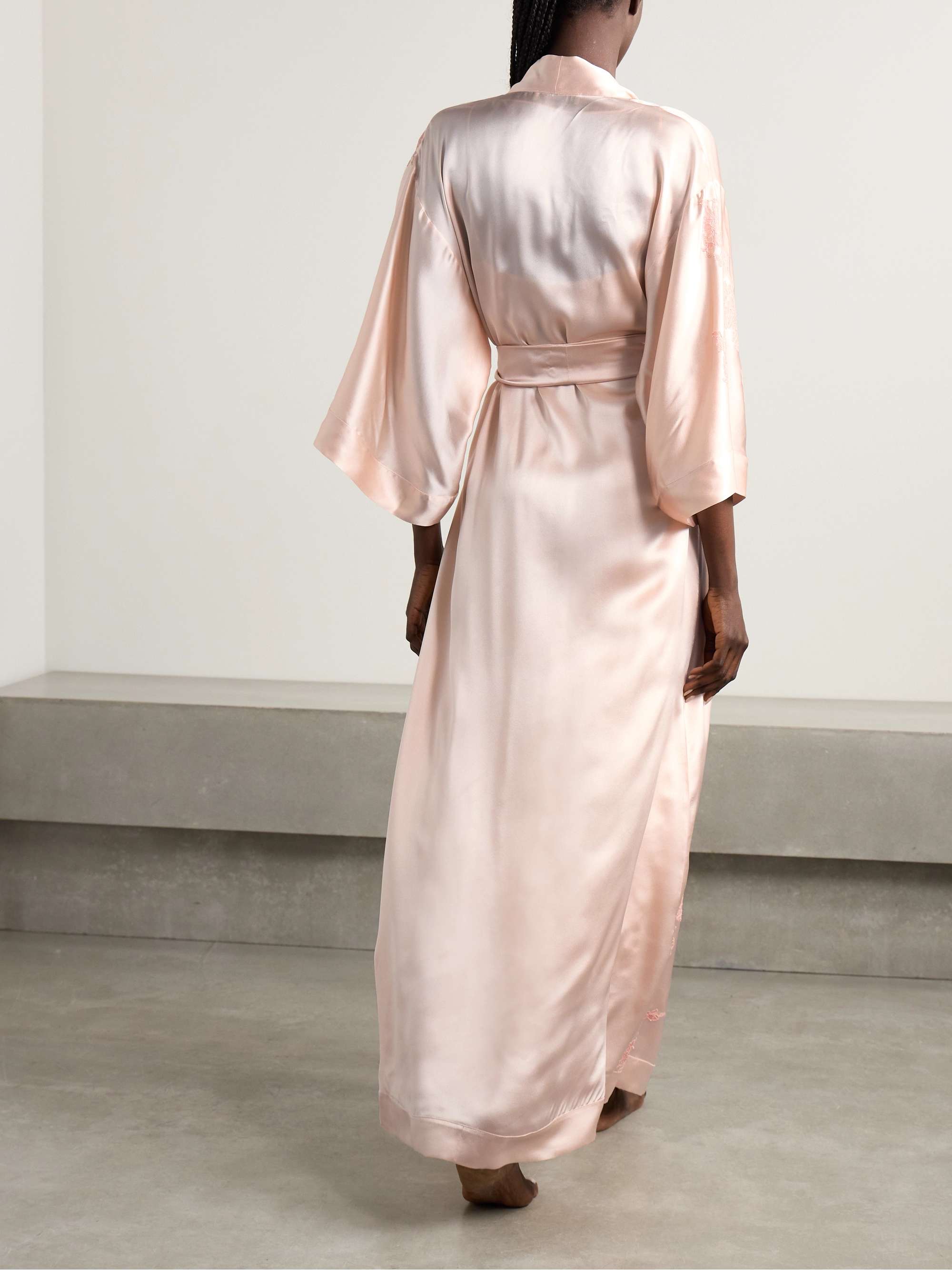 Lace-trimmed silk-satin robe view