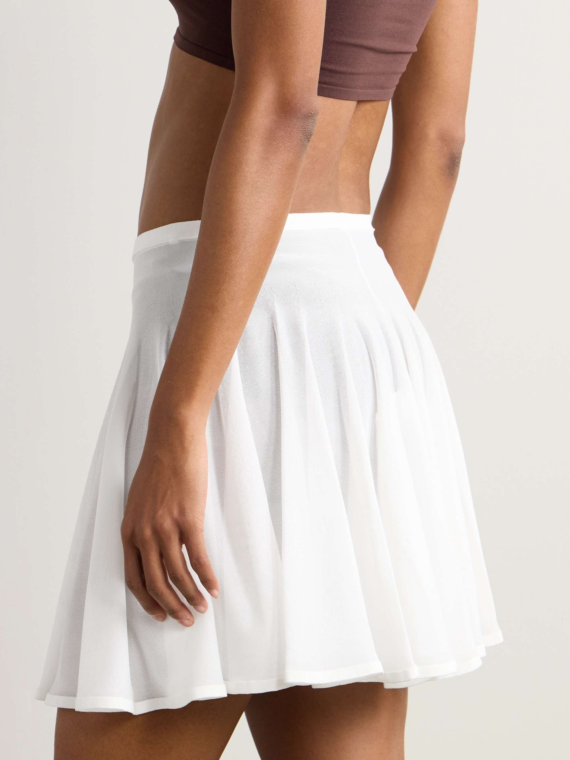 Pleated jersey mini skirt view