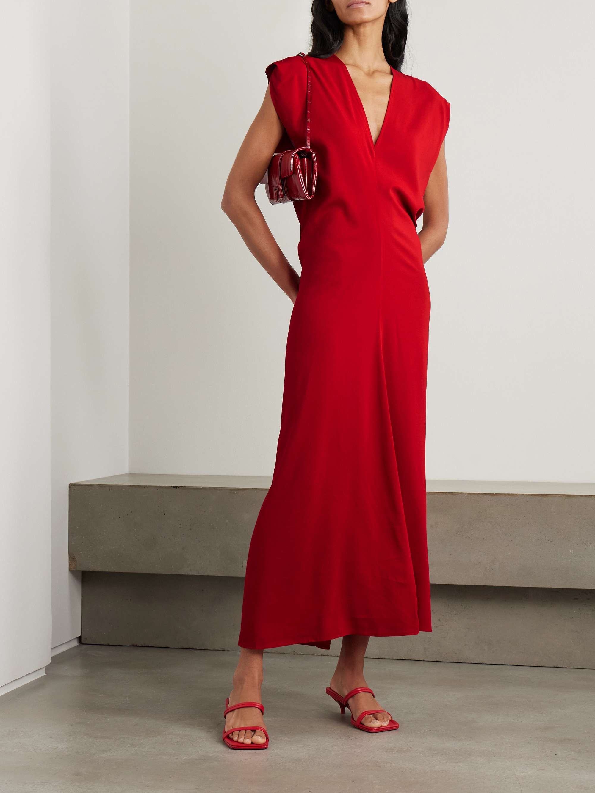 Plunge draped crepe maxi dress view