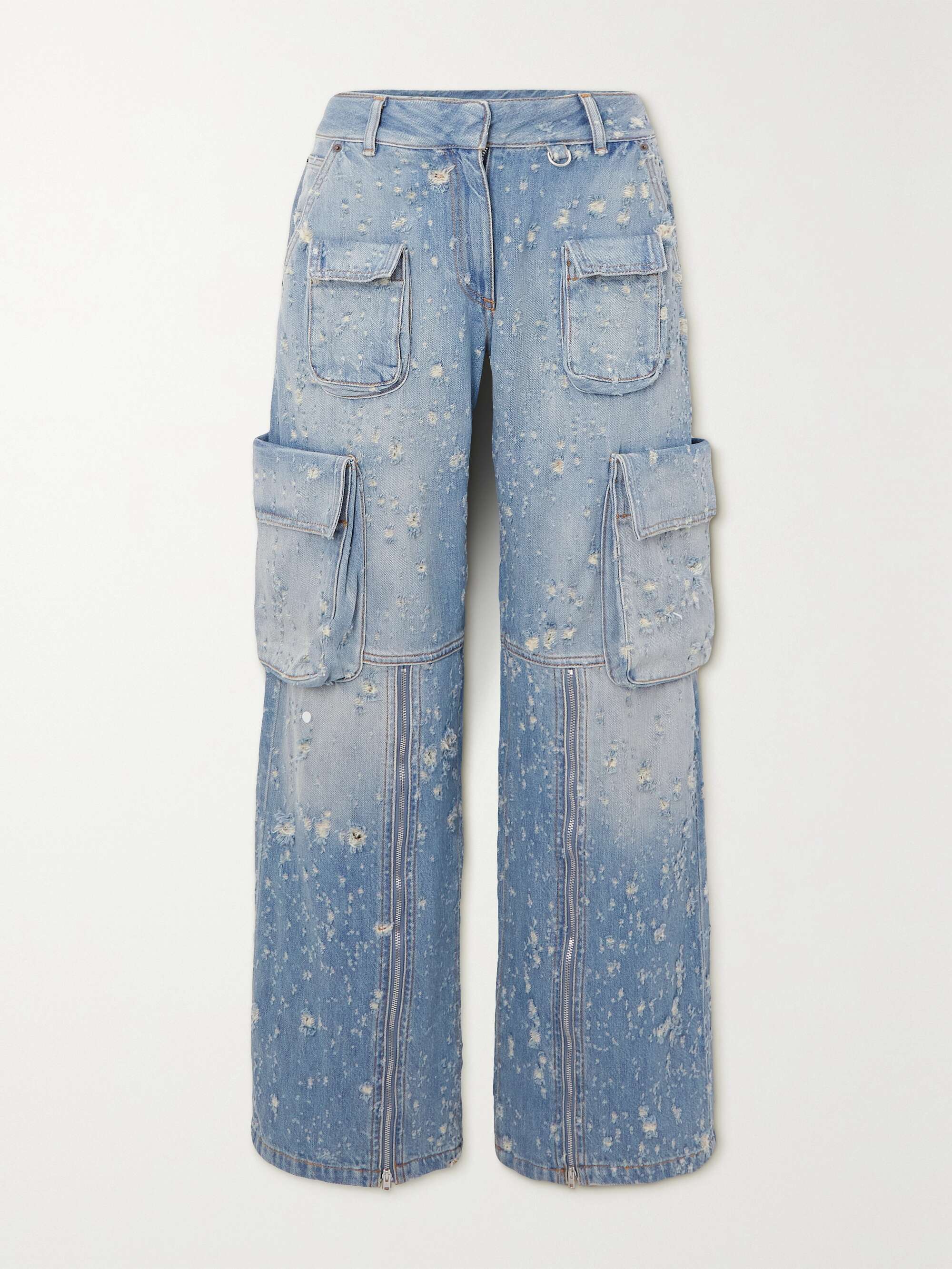 Distressed boyfriend cargo jeans view
